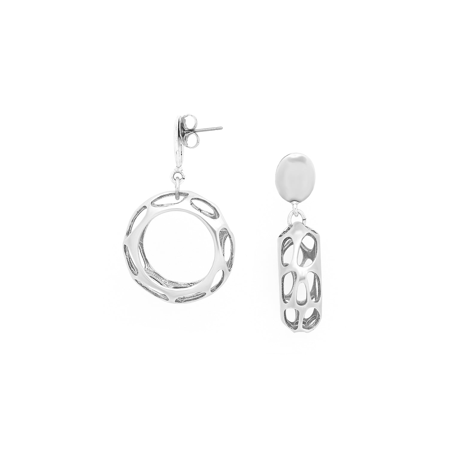 Felidae - 2 elements silvered post earrings - Ori Tao