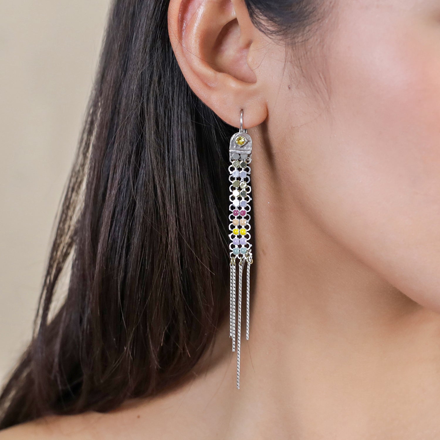 Jenny long french hook earrings - Franck Herval