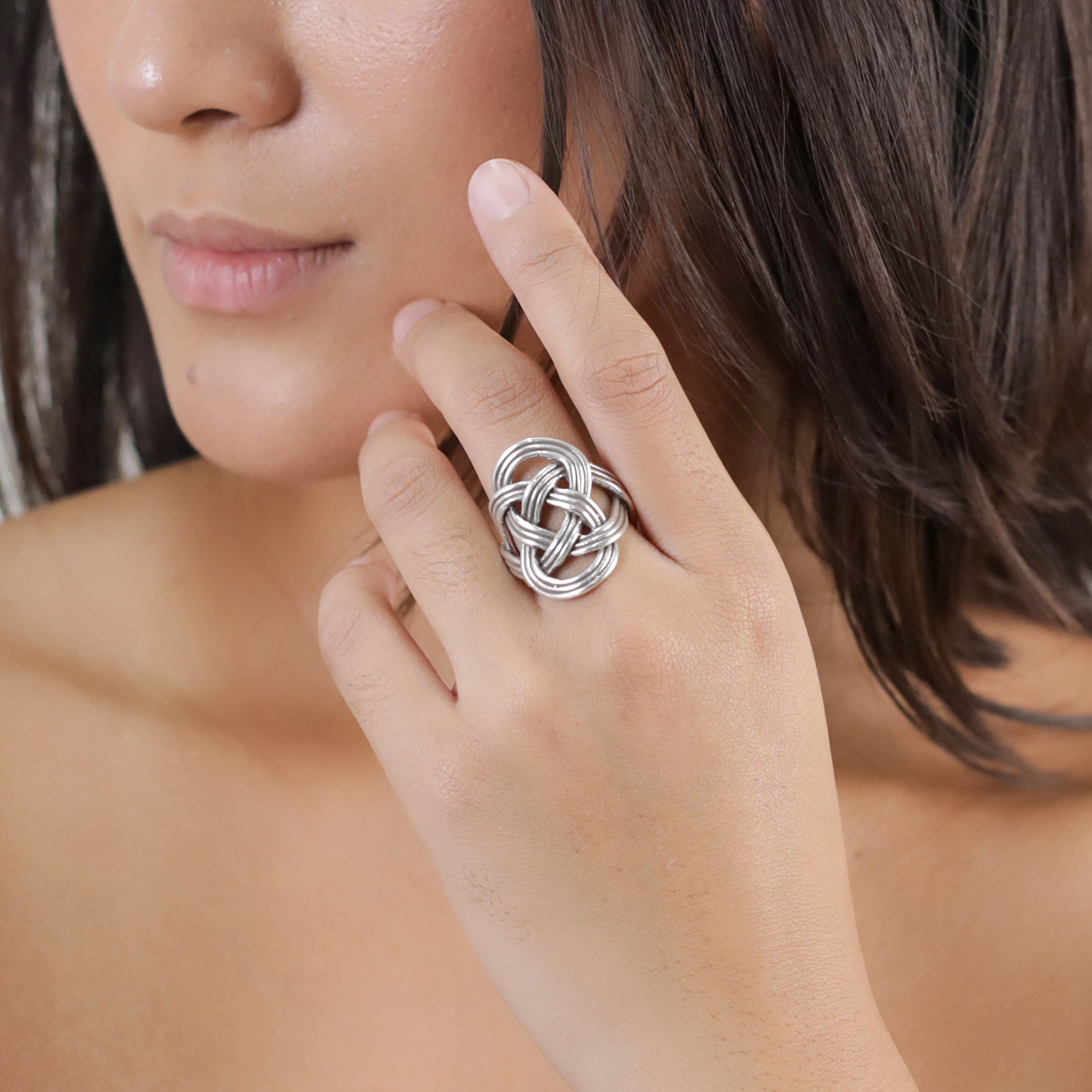 SHINOMOKI silvered adjustable ring - Ori Tao