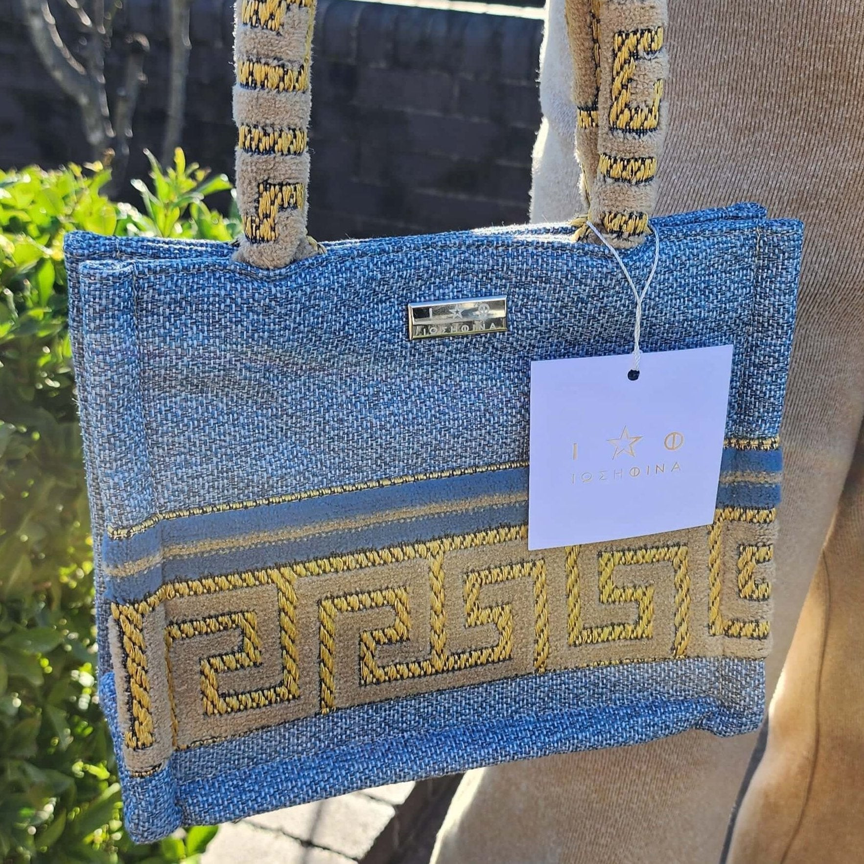 Tote Bag with Fabric Meander Strip by Iosifina
