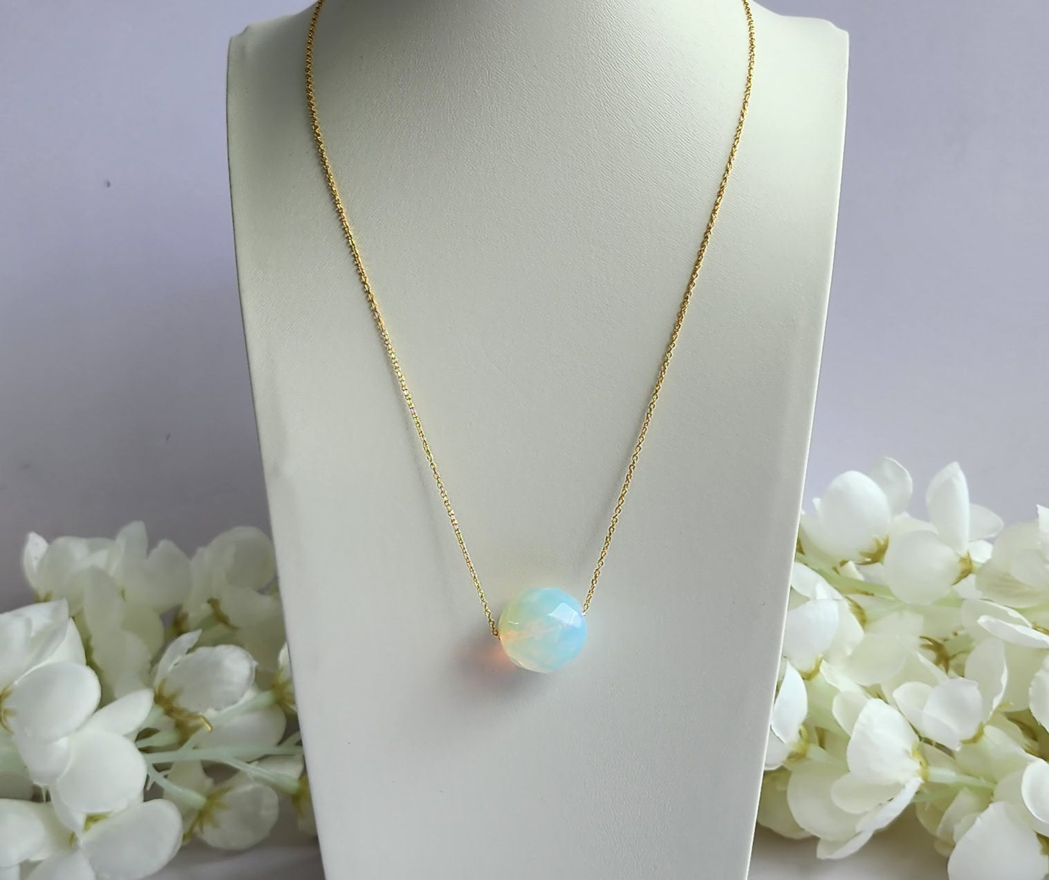 Necklace - Crystal Ball on Gold Chain
