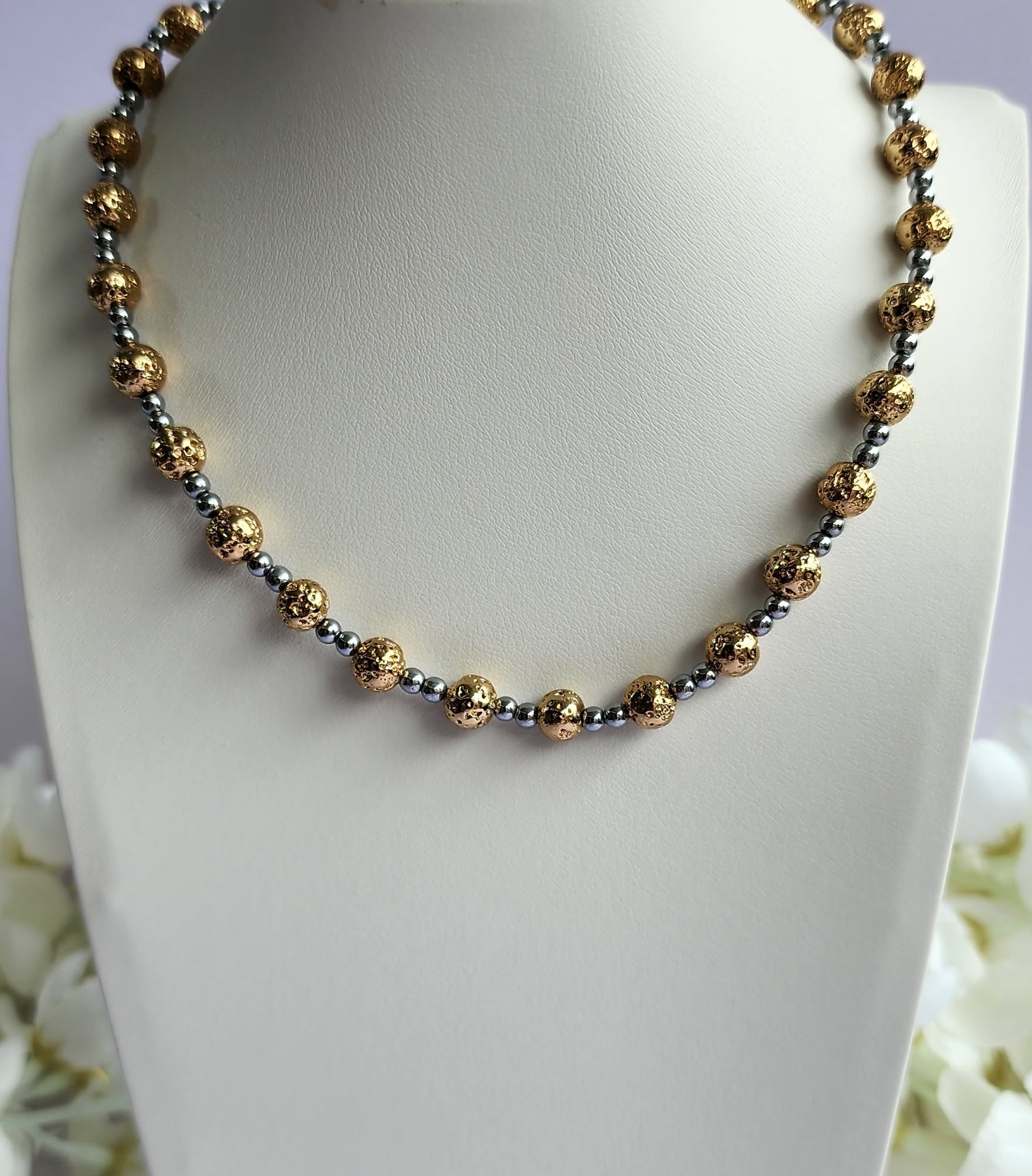 Beaded Necklace Gold & Silver - Handmade in Greece