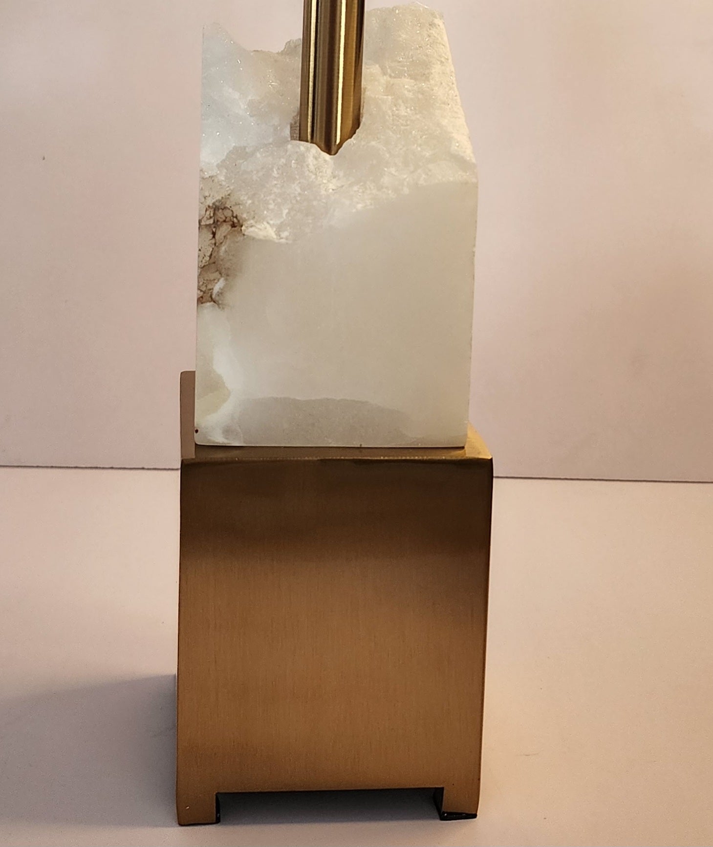 Candle Holder - Marble-White/Gold-Square (31CM)