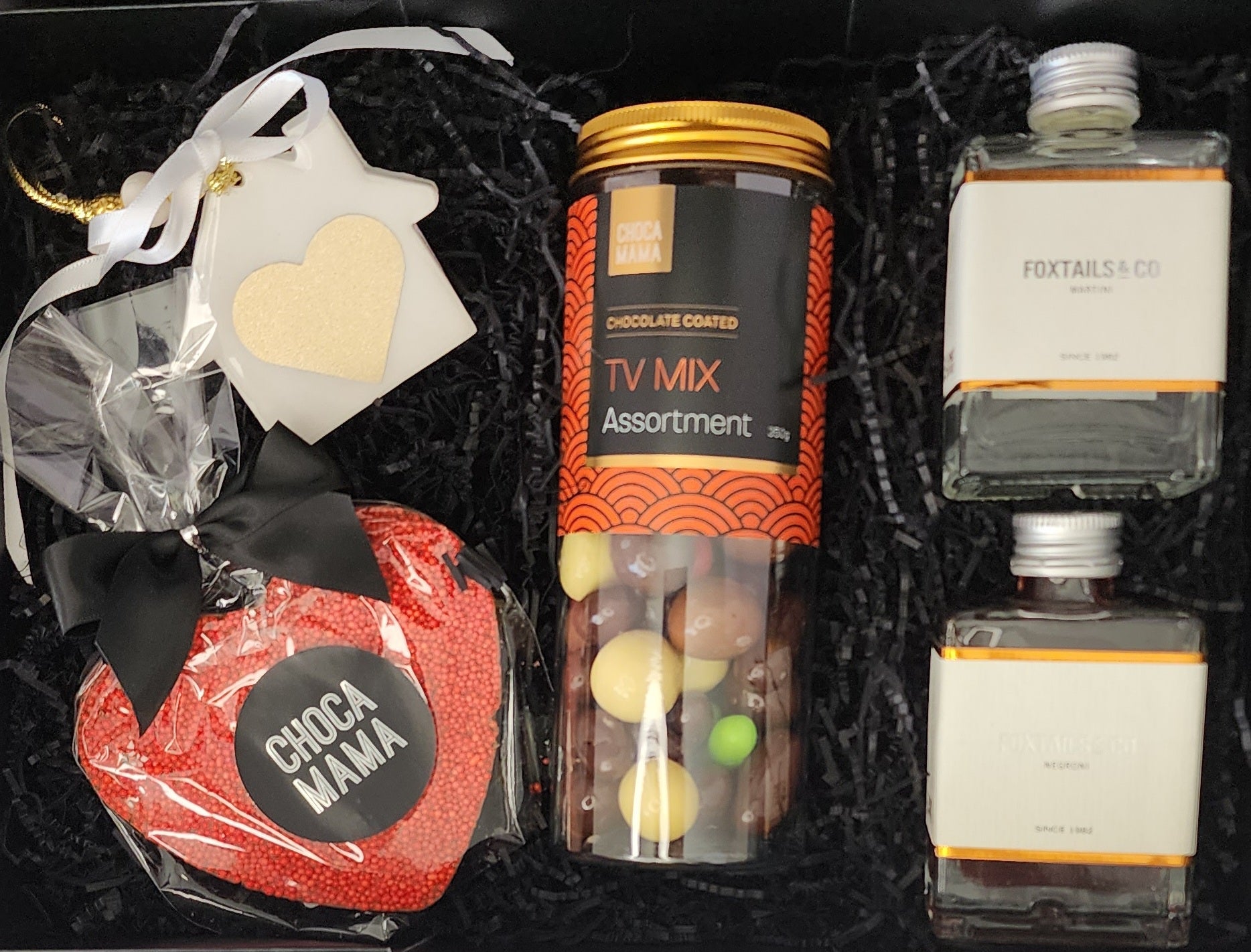 Chocolate & Cocktails Gift Hamper - Gold Heart Mini Home