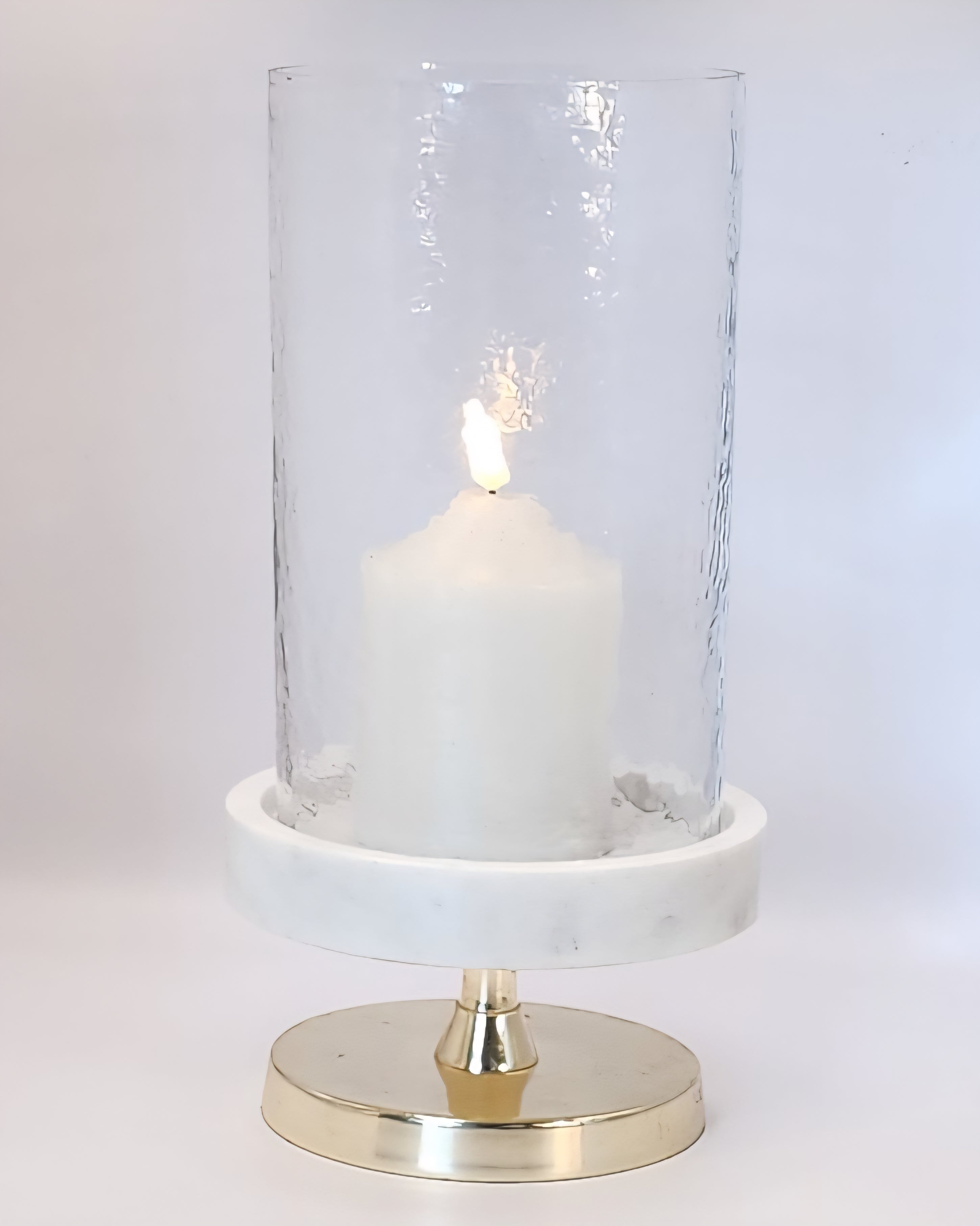 Gold w/Marble Hurricane Candle Holder