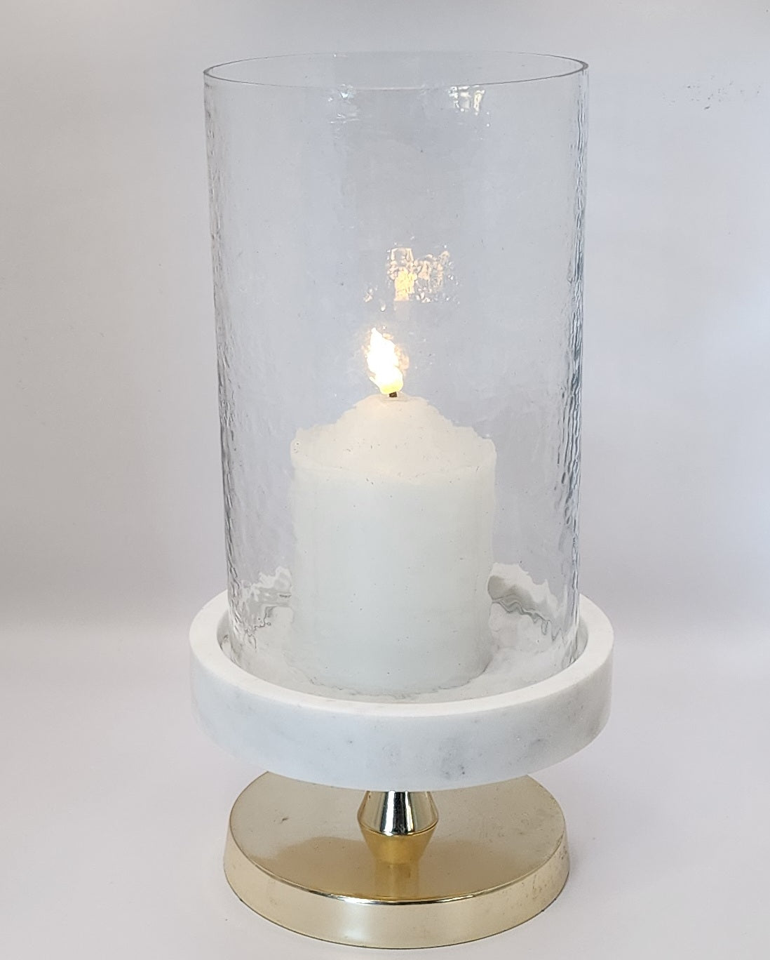 Gold w/Marble Hurricane Candle Holder