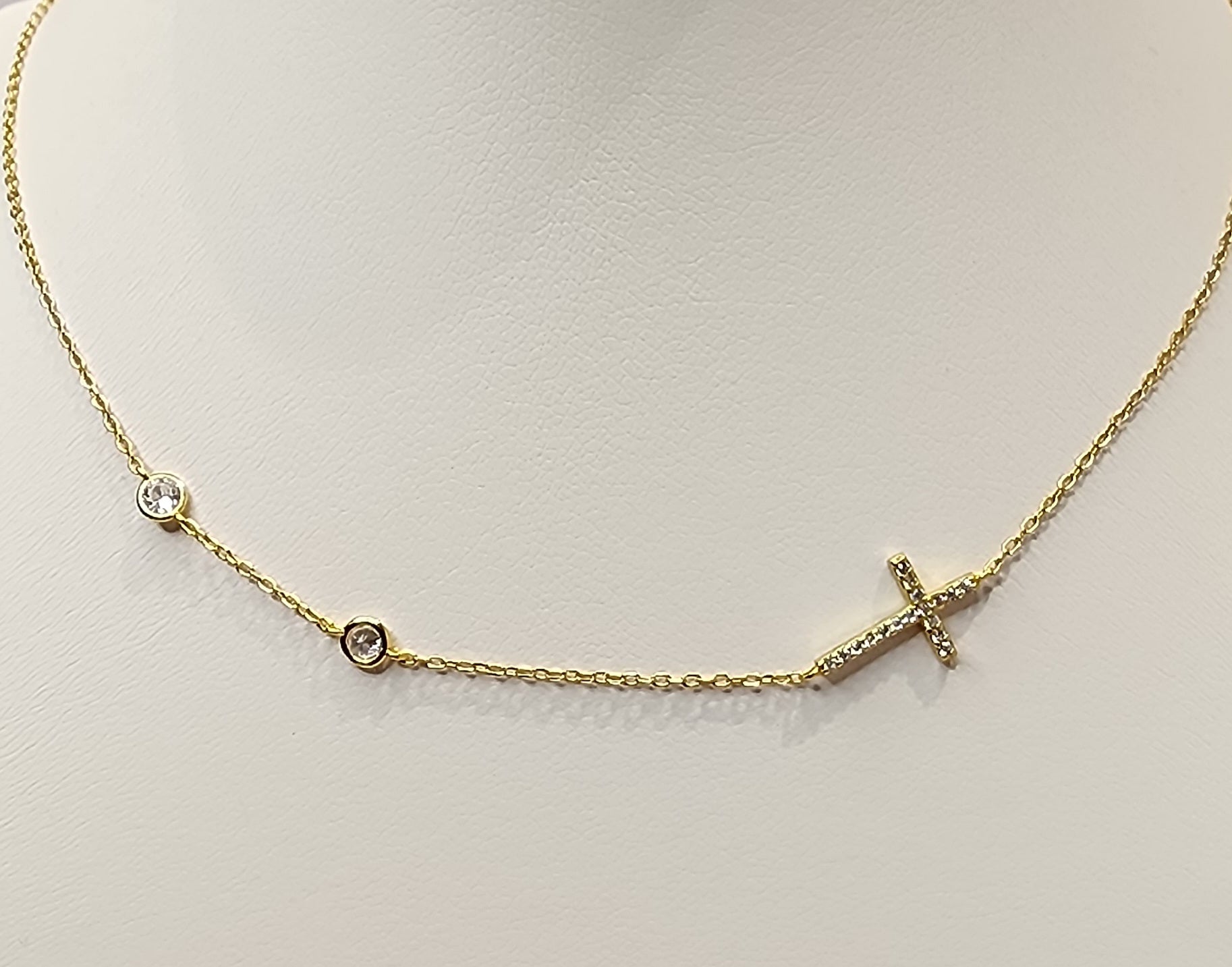 Diamante Cross Necklace - Gold - Destino The Label
