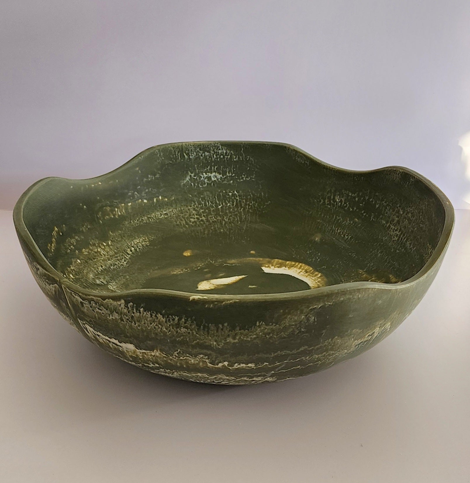 Khaki Marbled Salad Bowl - Large - 36CM