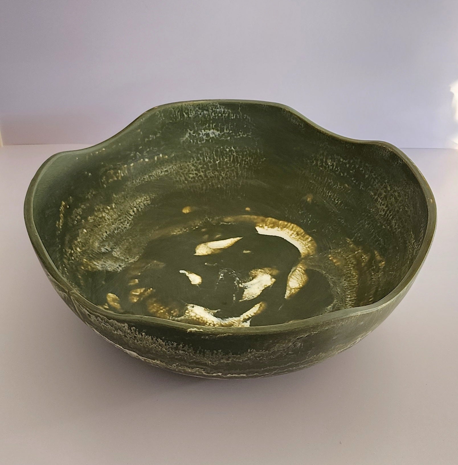 Khaki Marbled Salad Bowl - Large - 36CM