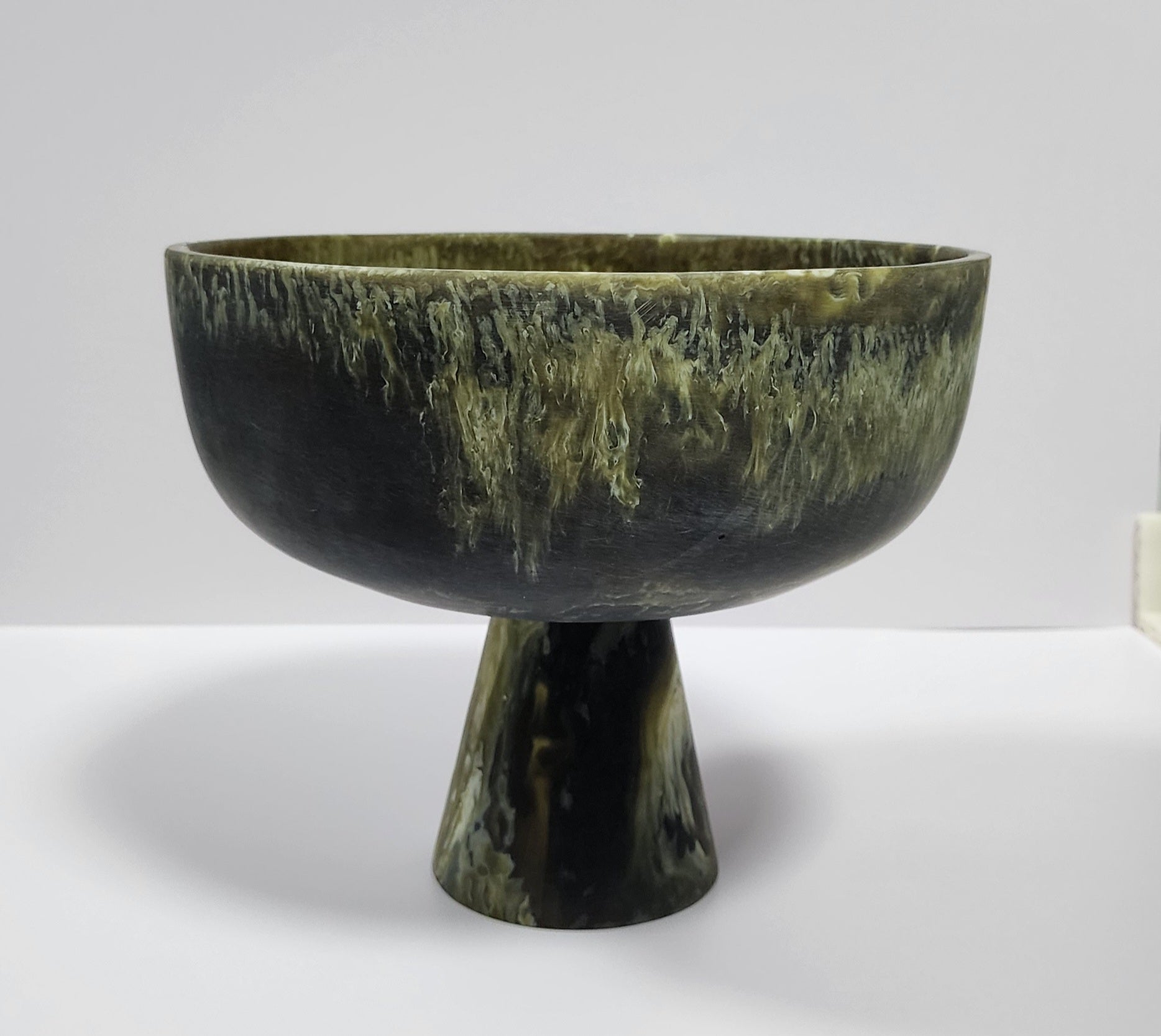 Resin Footed Bowl - Olive Green