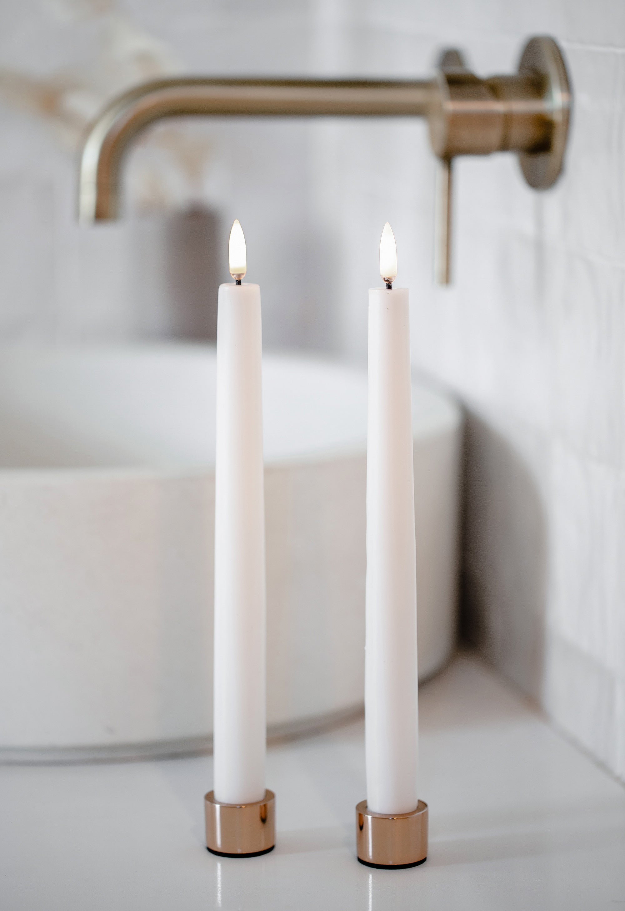 NEW UYUNI Lighting, 2 Pack, Matte Brass Metal Taper Holders, 3.2cm x 2.3cm (1.3" x 0.9")