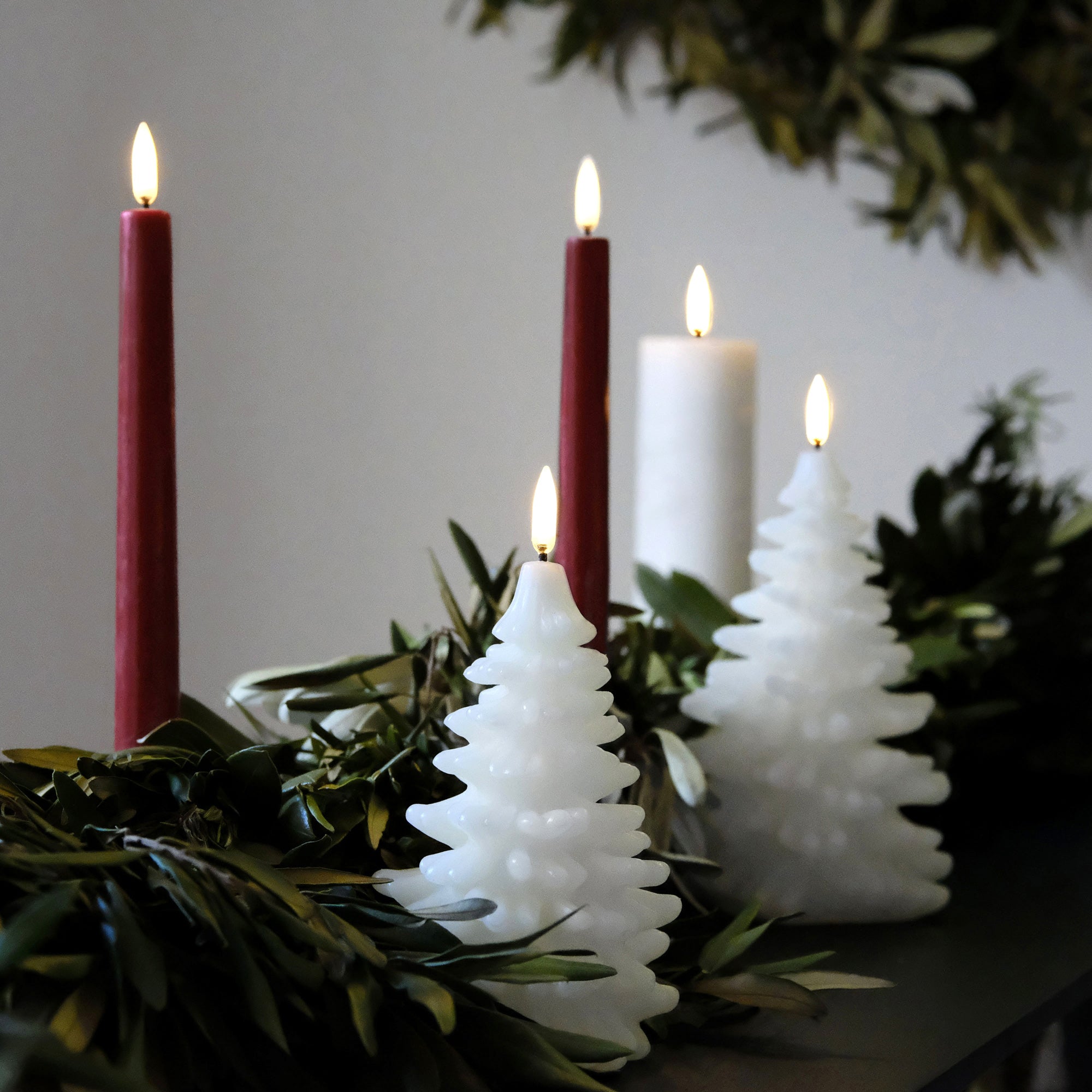 UYUNI Lighting Medium Christmas Tree Candle, Nordic White, Smooth Wax Flameless Candle, 11.0cm x 14.5cm (4.0" x 5.7")
