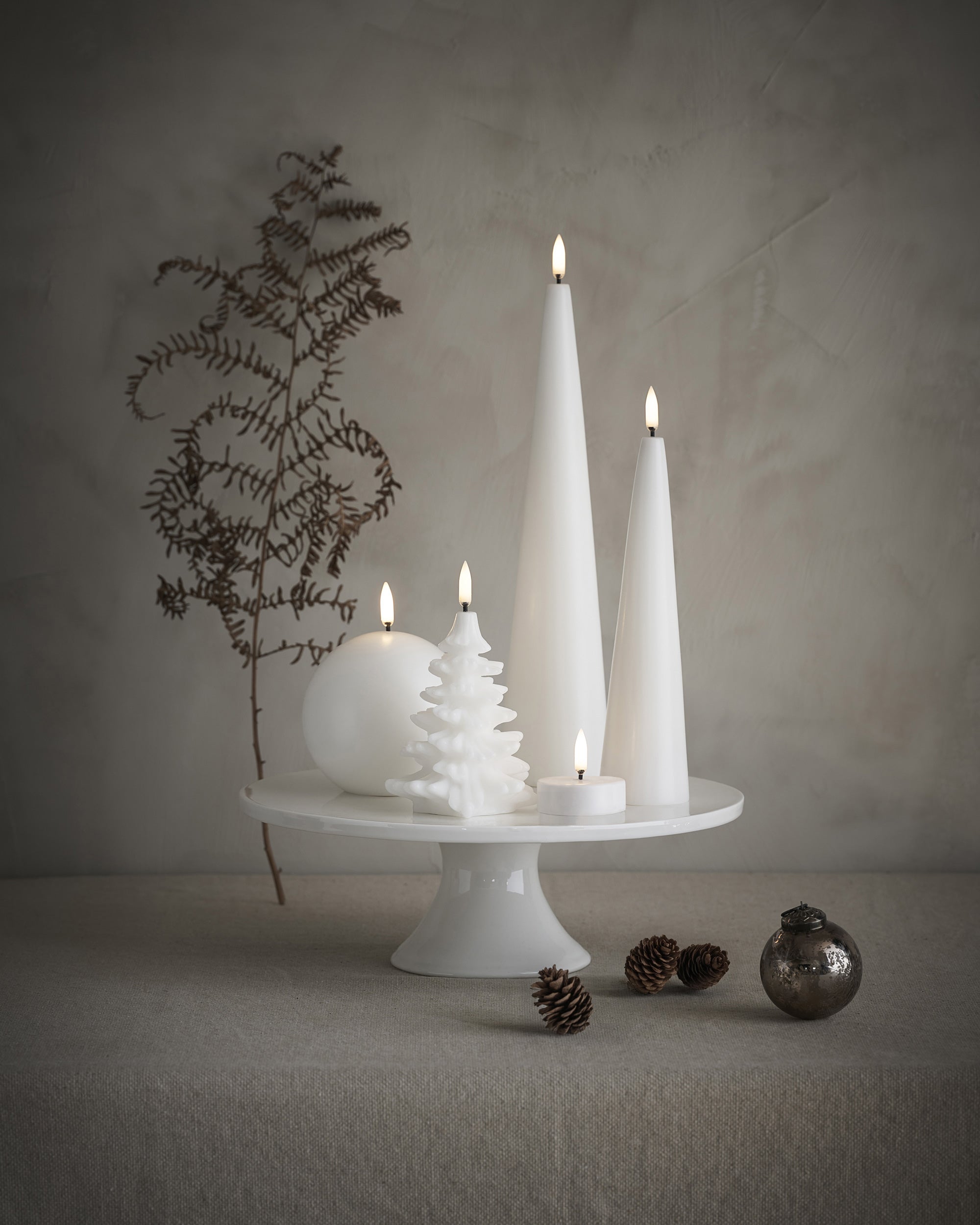 NEW UYUNI Lighting Medium Cone Candle, Nordic White, Smooth Wax Flameless Candle, 5.8cm x 21.5cm (2.2" x 8.5")