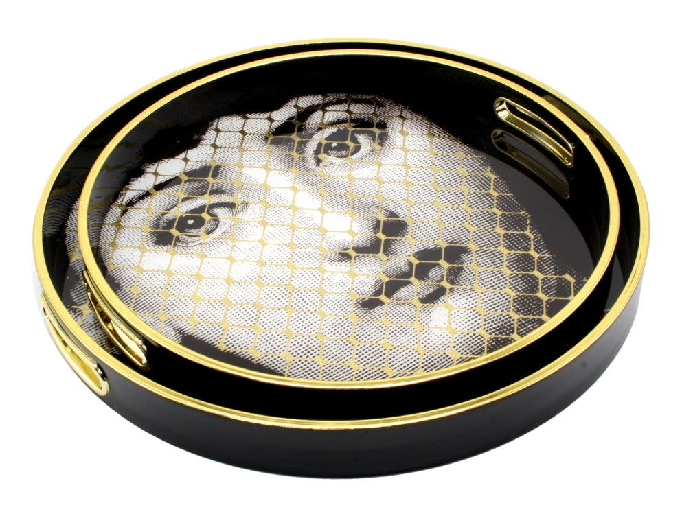 Black and Gold Face Design Trays - Romance Collection