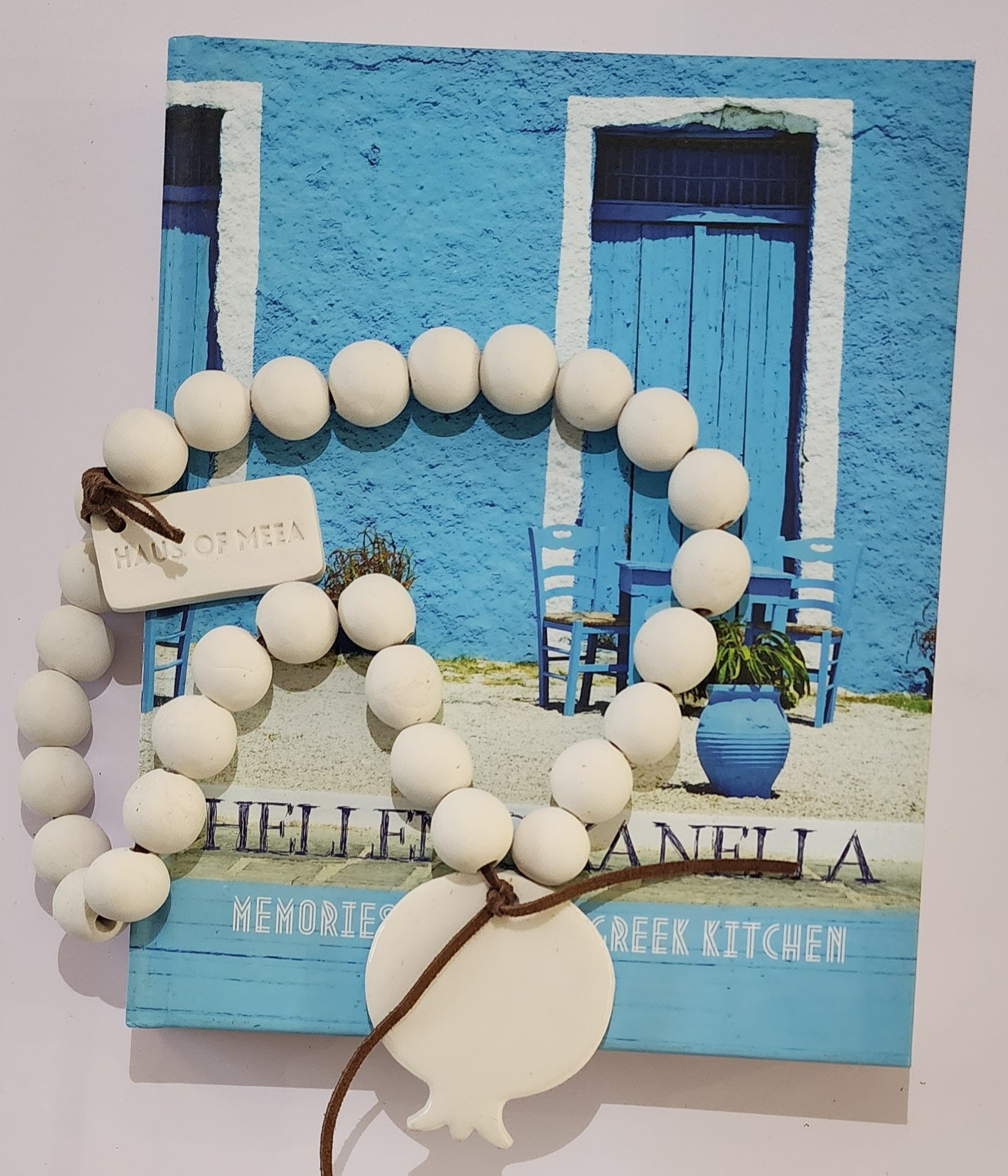 Beaded Table Decor Pomegranite White