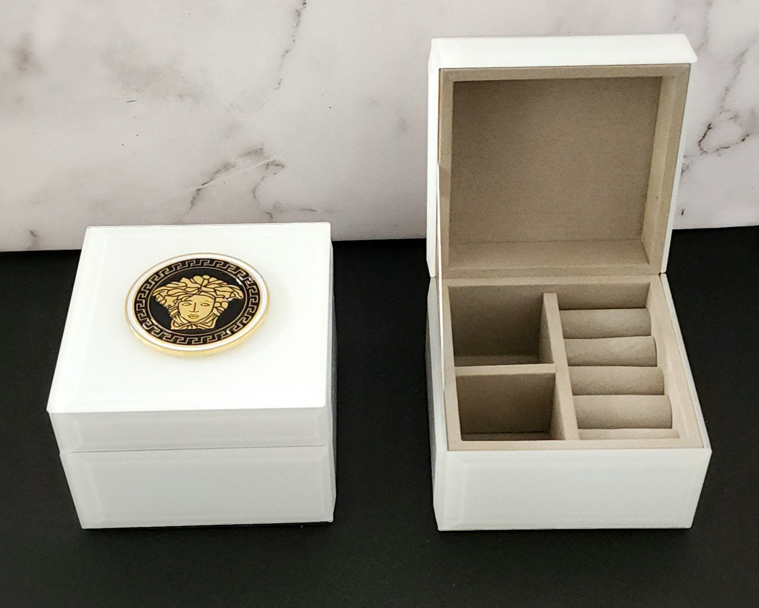 Glass Medusa Jewellery Box - Available in Black & White