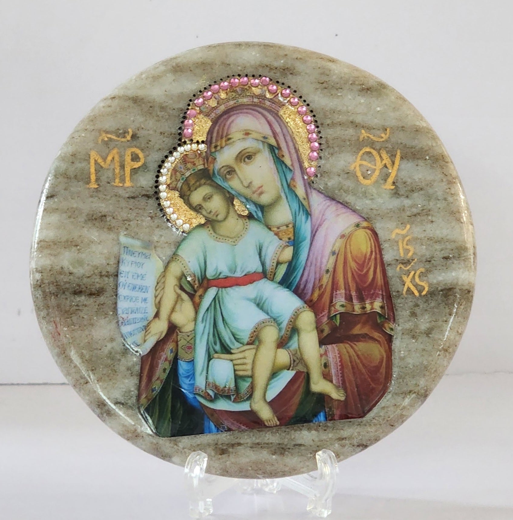 Greek Orthodox Round Marble Icons