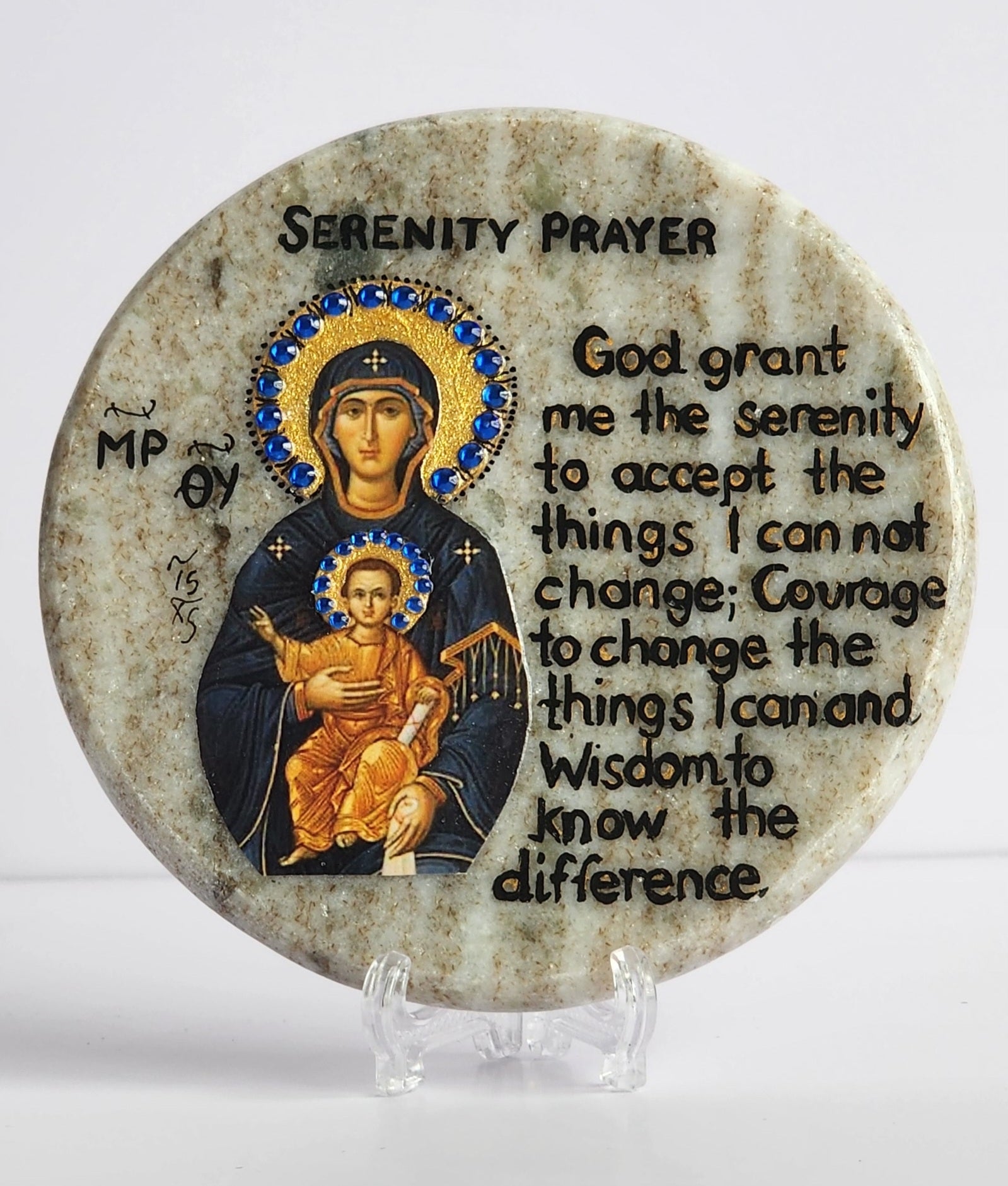 Greek Orthodox Round Marble Icons