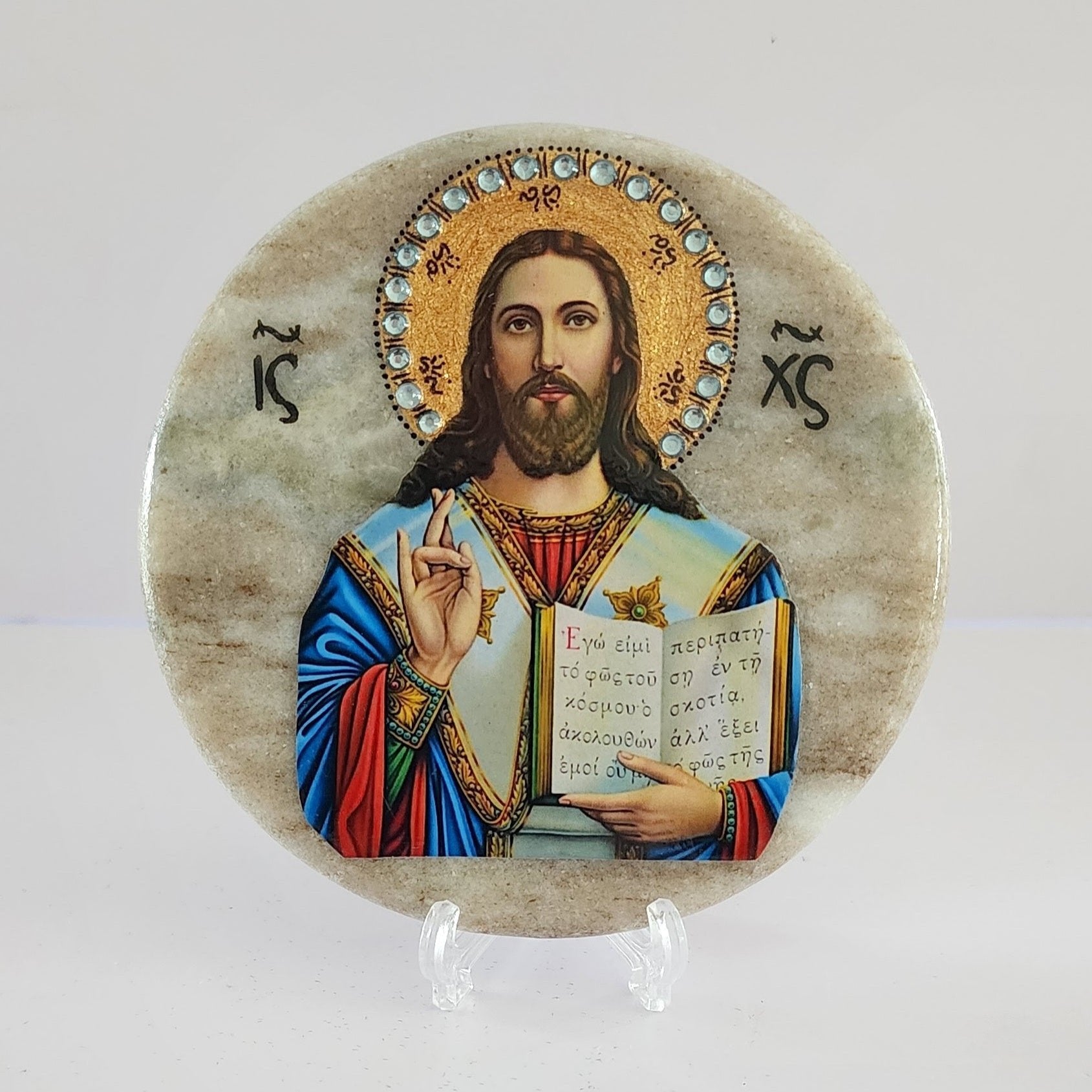 Greek Orthodox Round Marble Icons