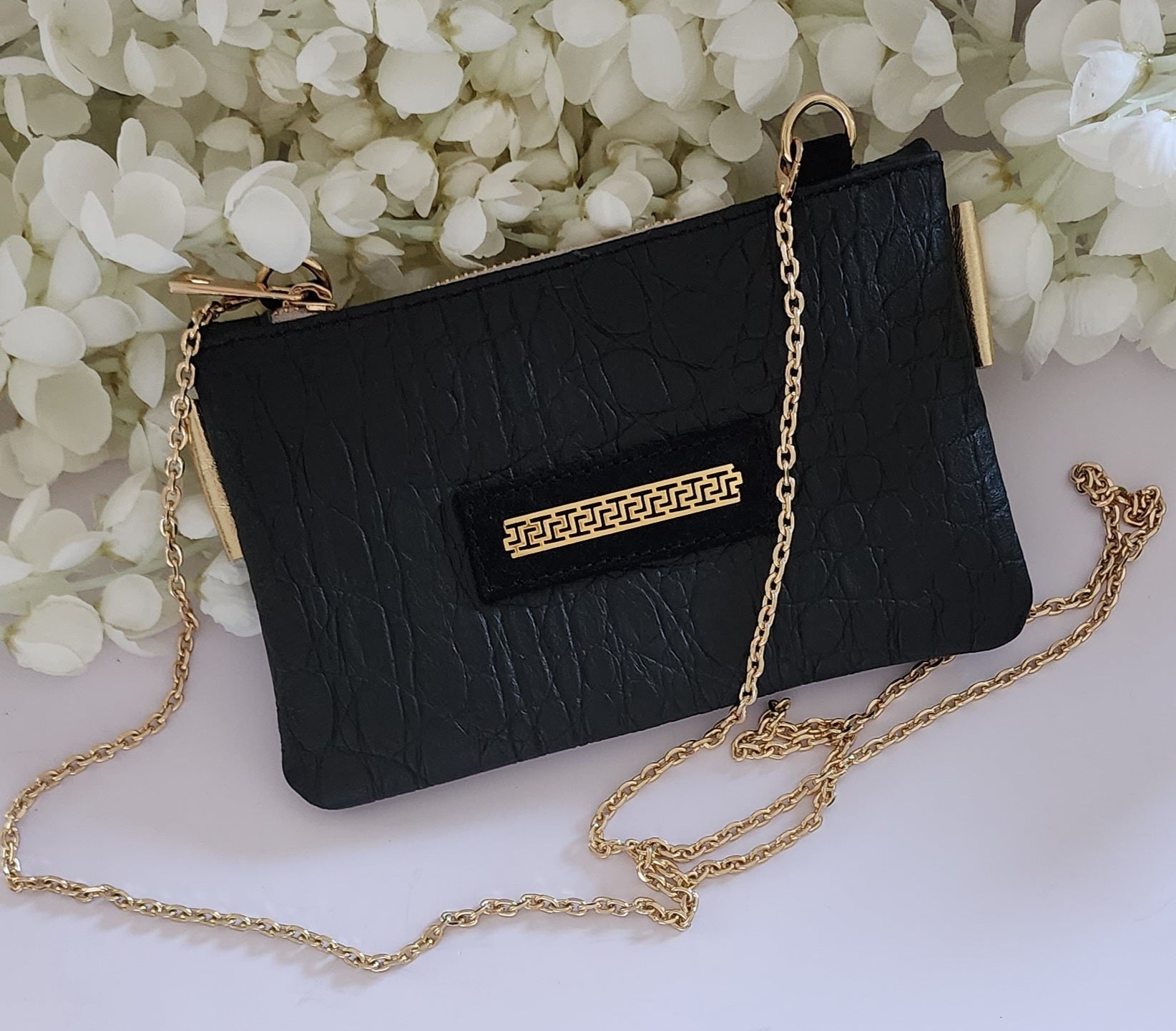 Black Leather Purse - Small or Medium - Handmade in Greece