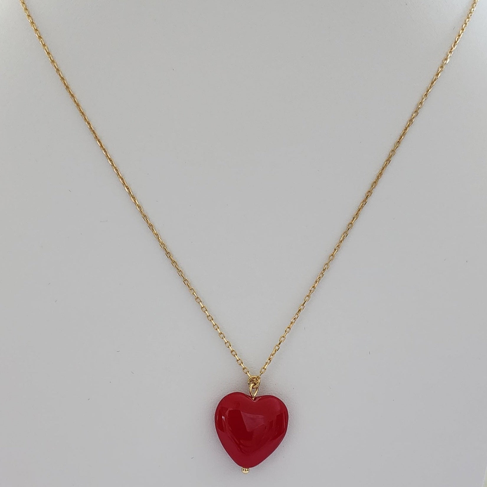 Necklace - Red Heart - Gold & Silver Chain available