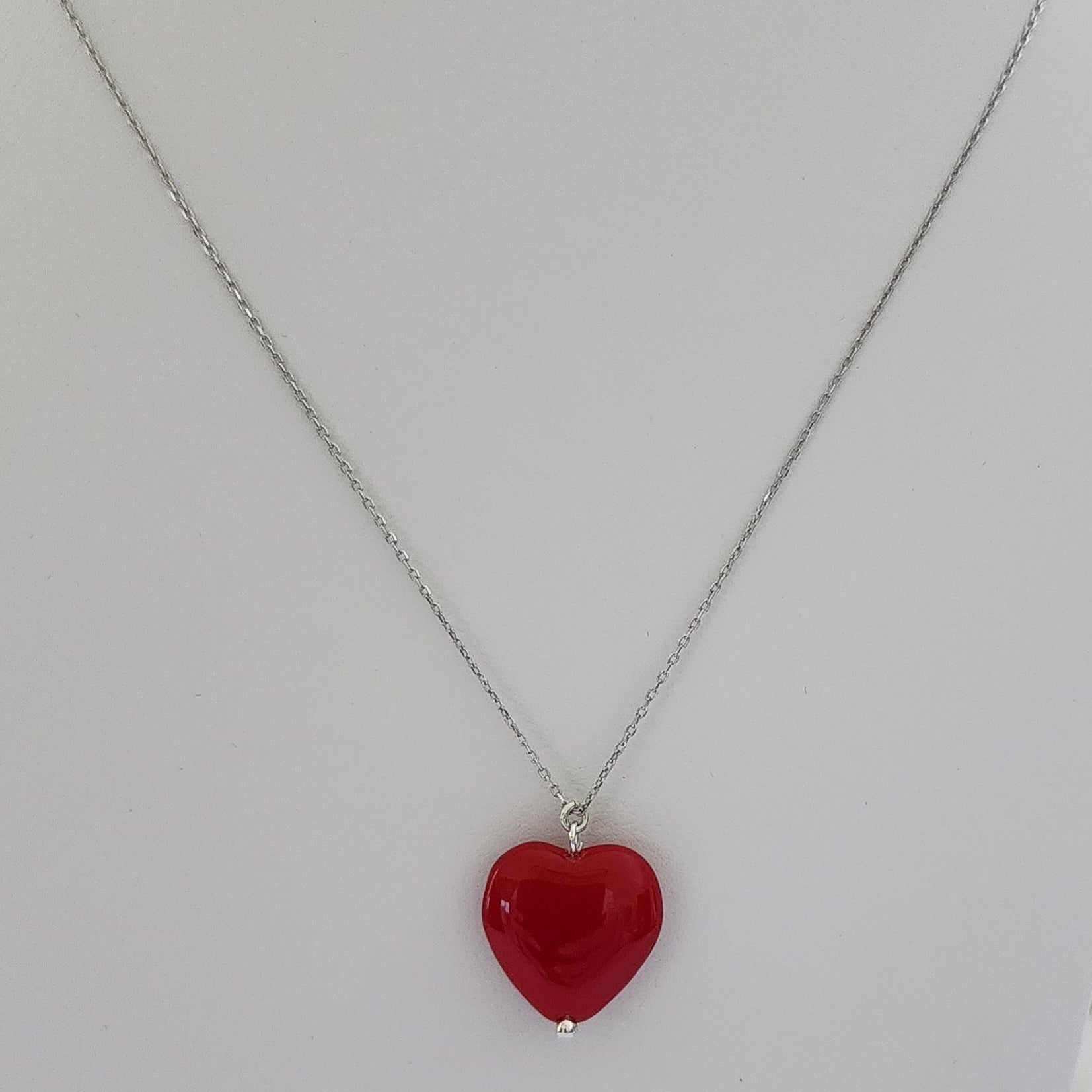 Necklace - Red Heart - Gold & Silver Chain available