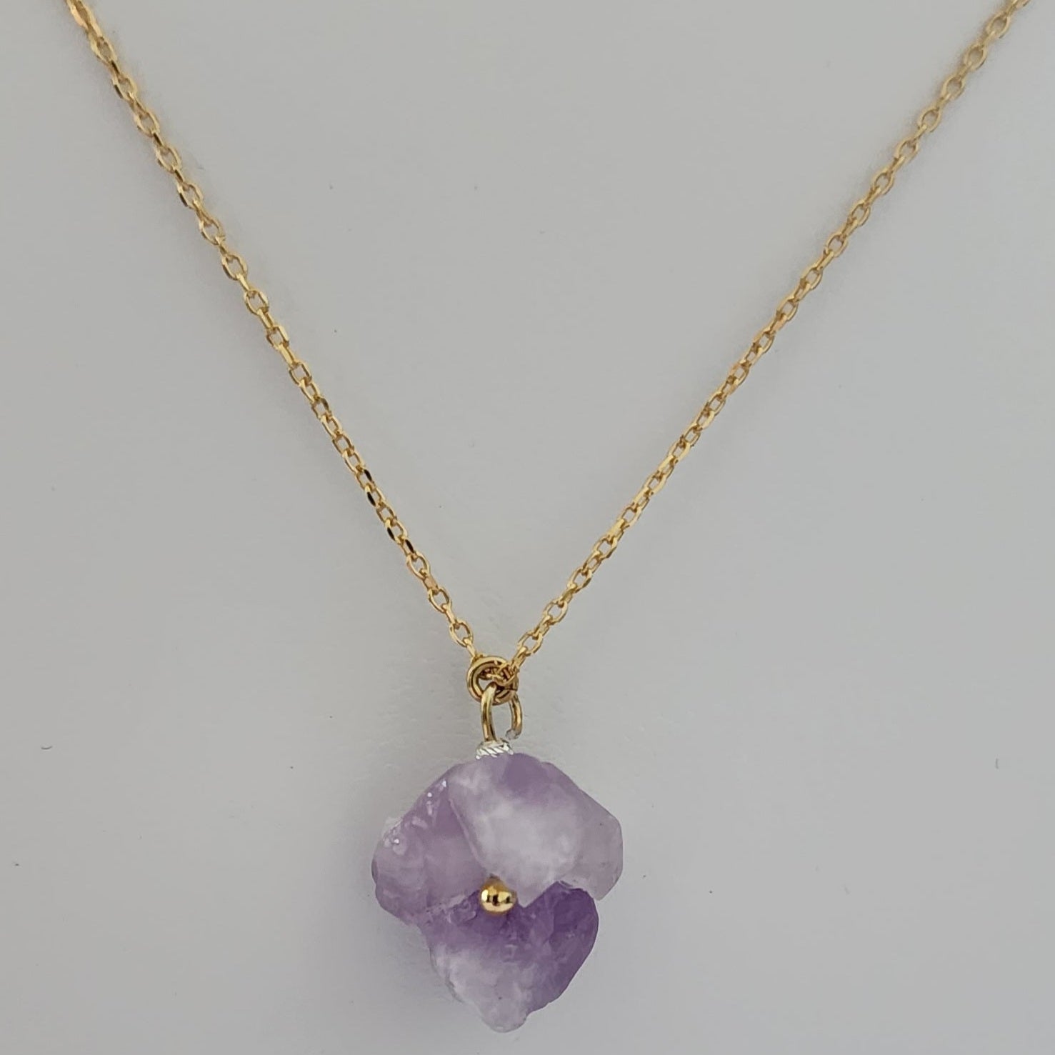 Necklace - Amethyst Stone on Gold Chain