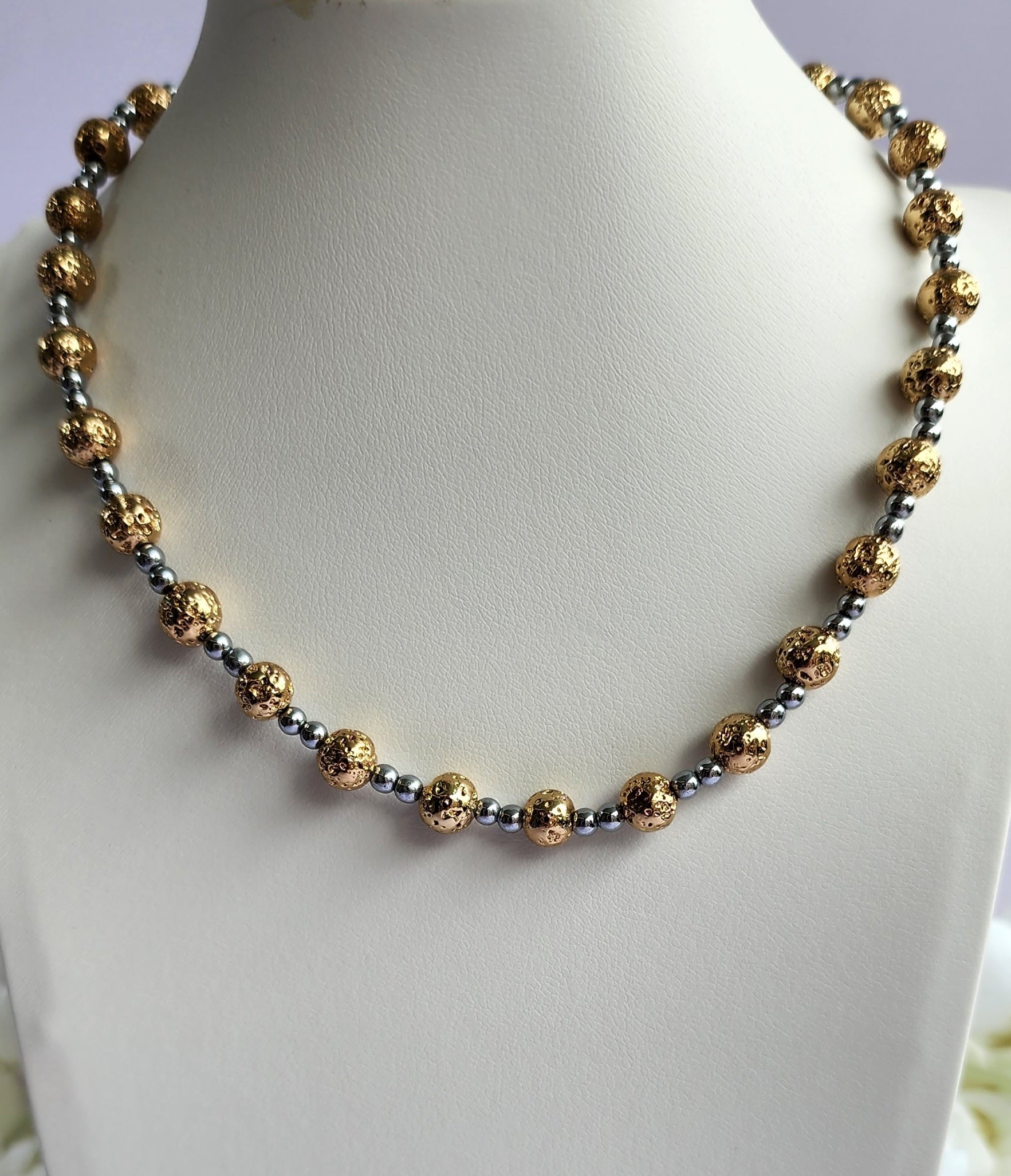 Beaded Necklace Gold & Silver - Handmade in Greece