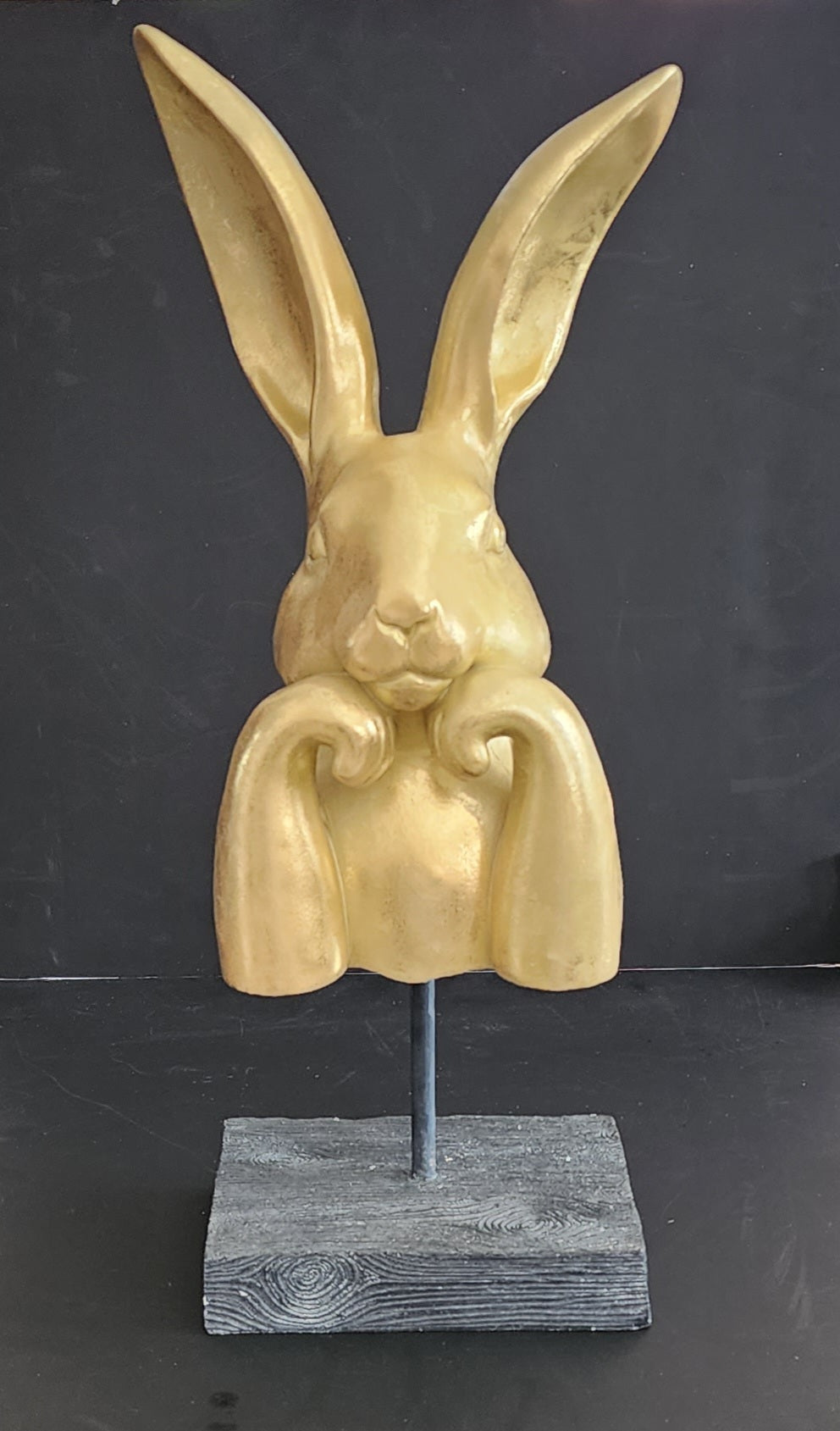 Easter Rabbit on Stand  - Gold (49cm)