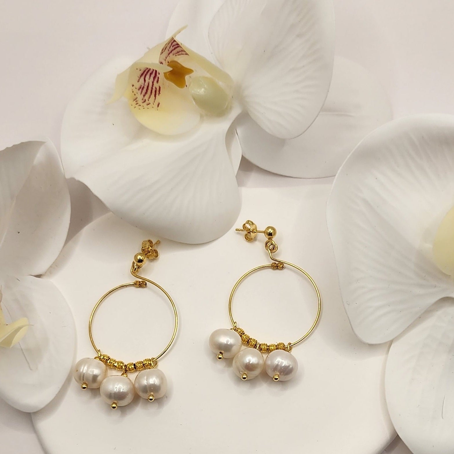 Julia Pearl Hoop Earrings by Iosifina Stars
