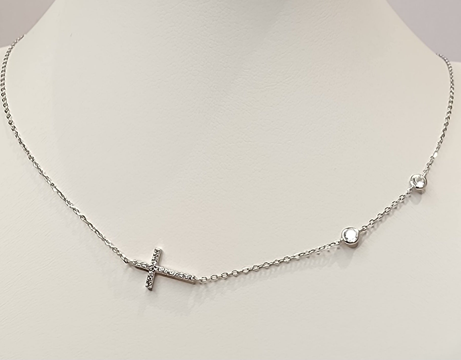 Diamante Cross Necklace - Silver - Destino The Label