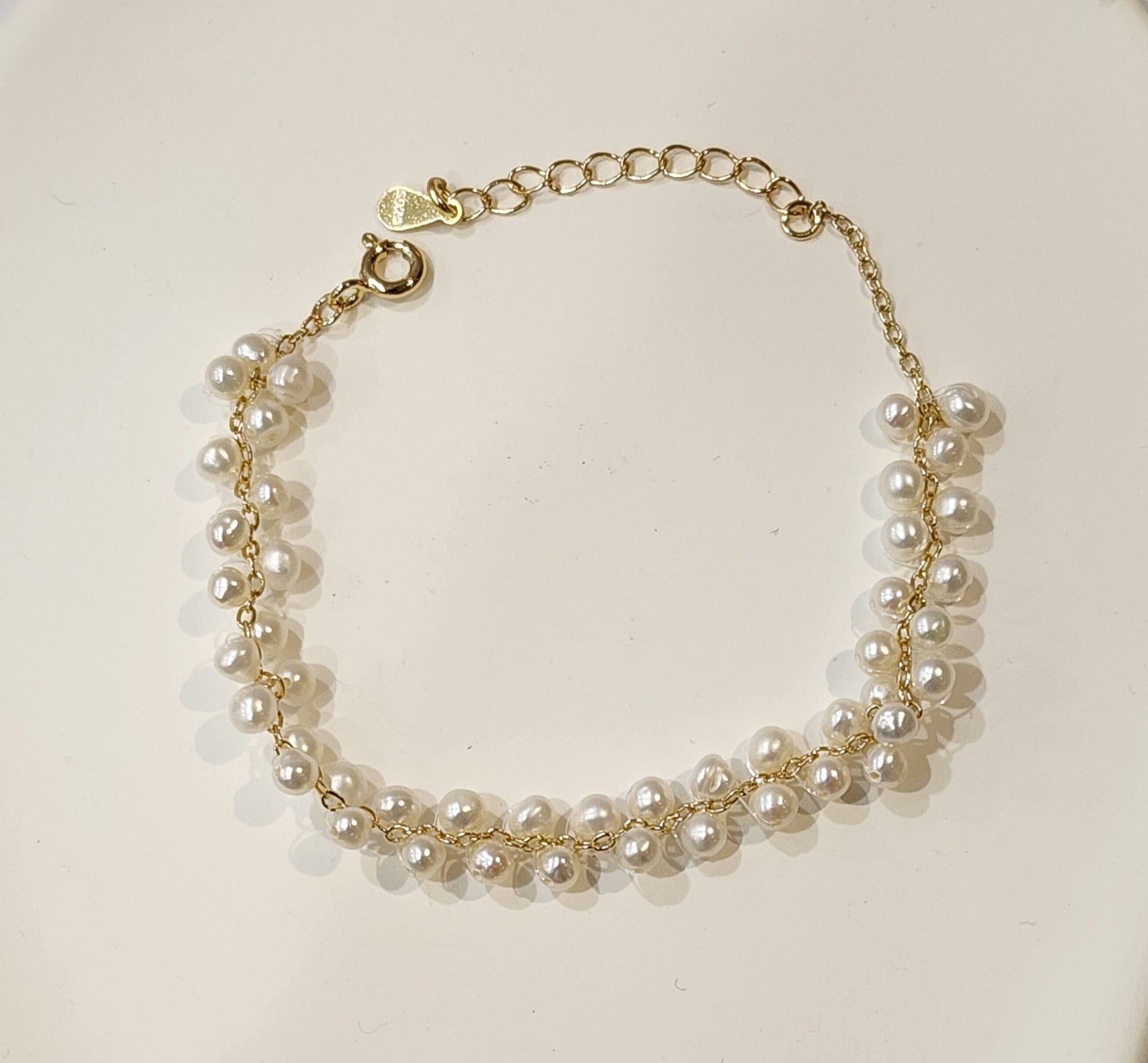 MEEA Double Row Pearl Bracelet - Gold Plated
