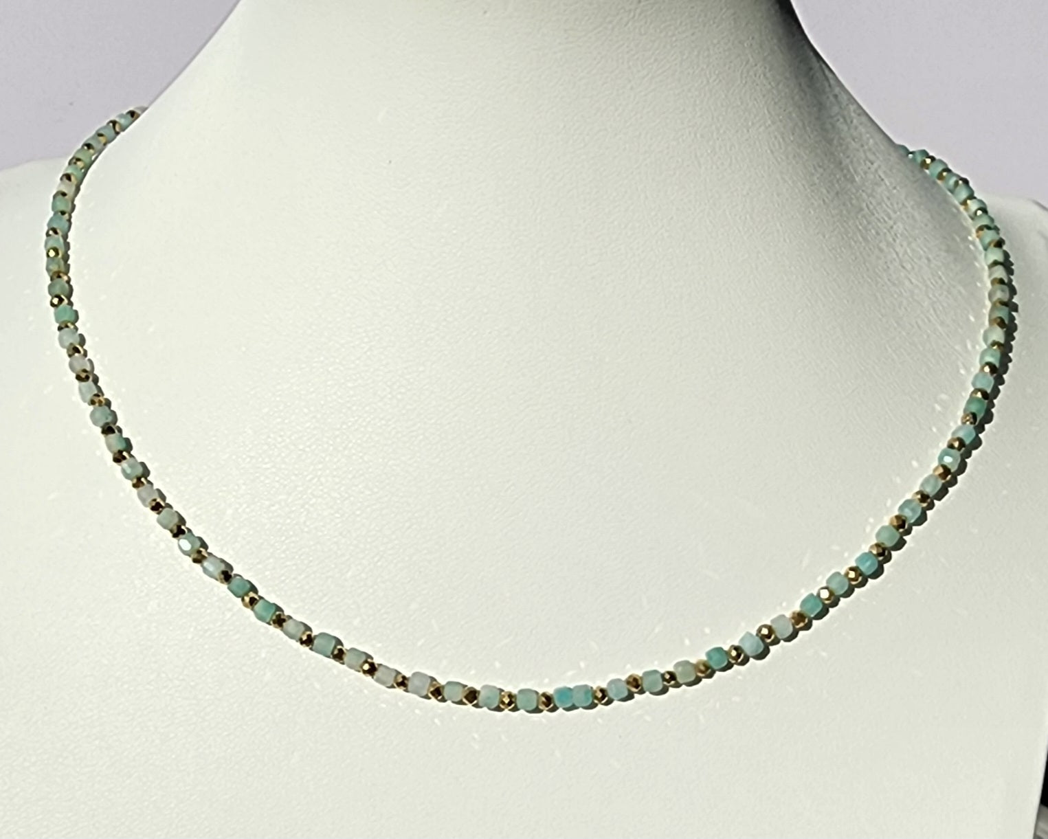 MEEA Amazonite & Hematite Necklace – Green/Gold