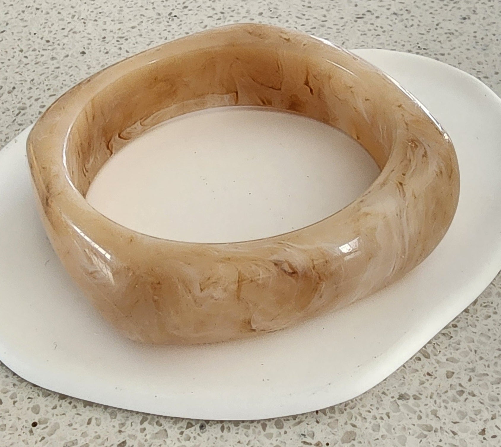MEEA Resin Irregular Square Bangle - Natural