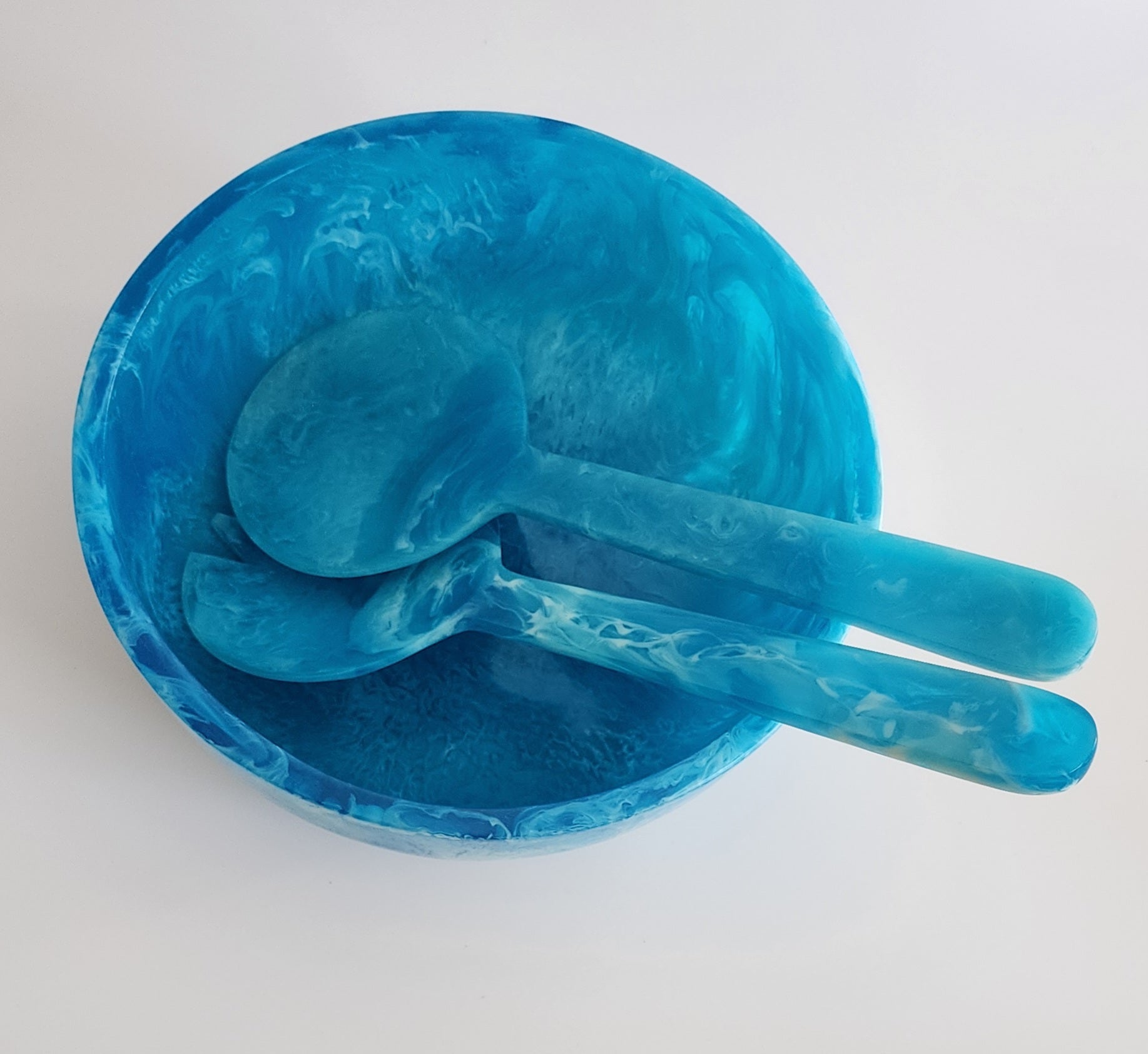 Marbled Blue Salad Bowl 24CM