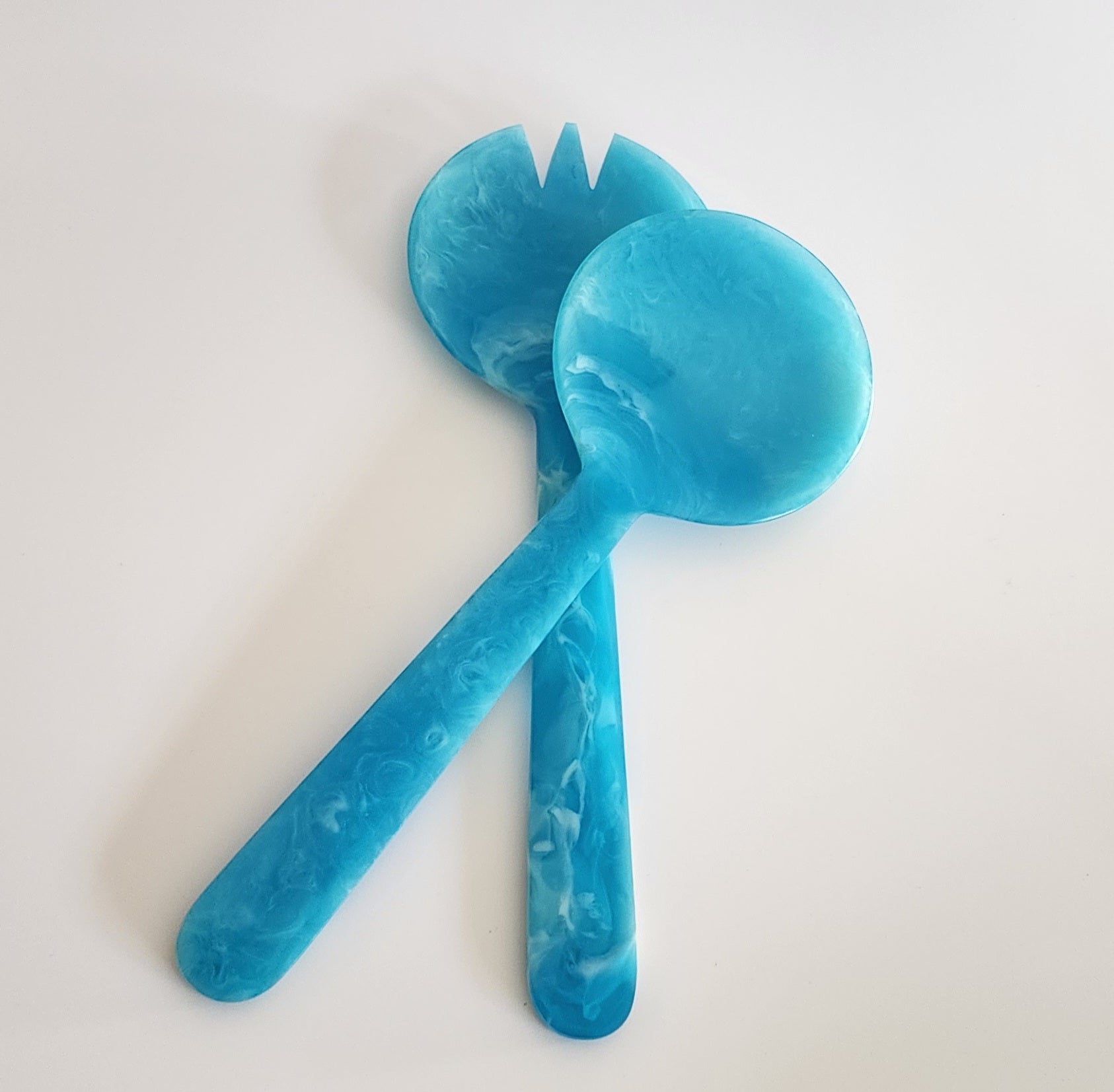 Marbled Blue Salad Servers