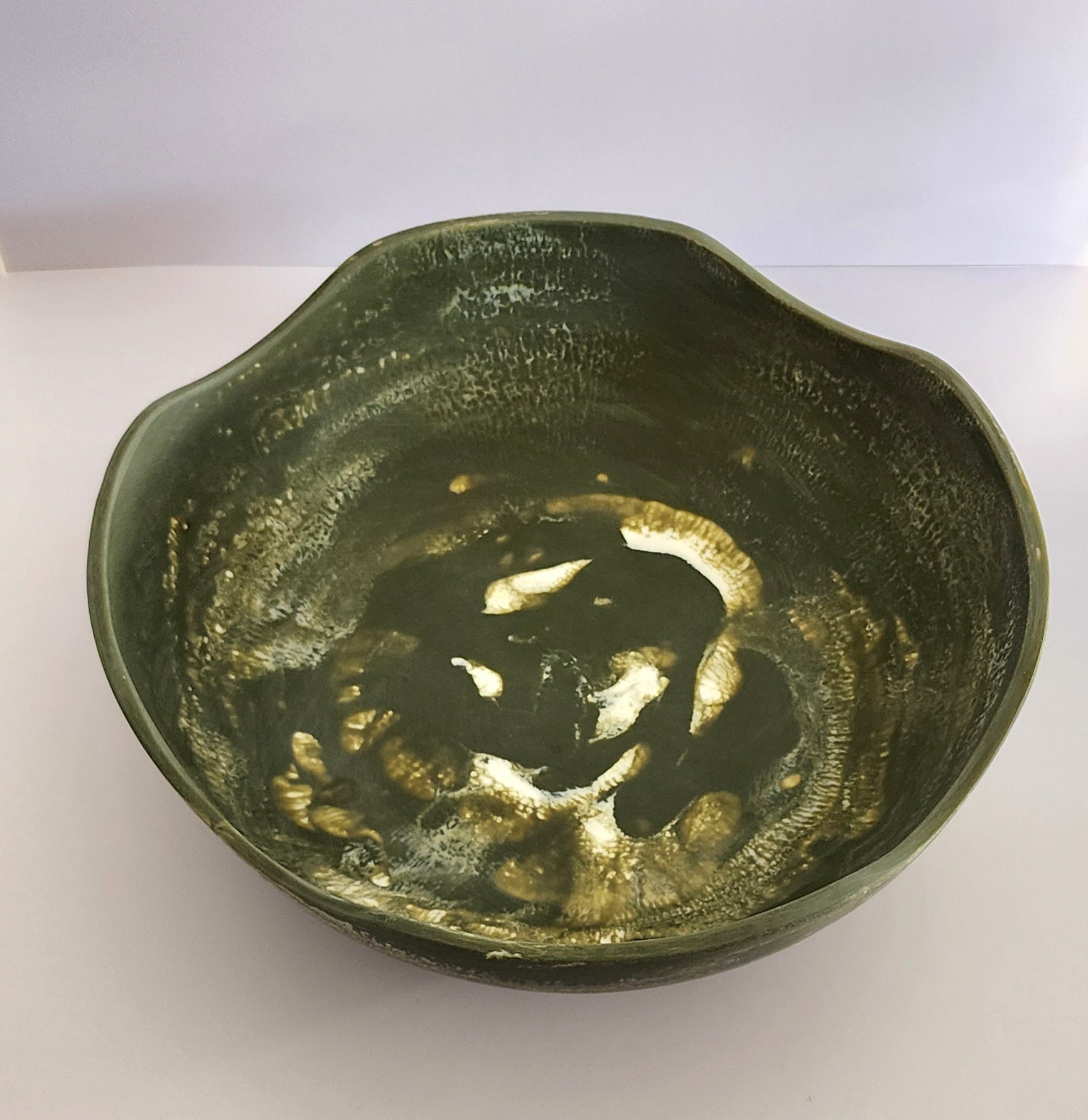Khaki Marbled Salad Bowl - Large - 36CM