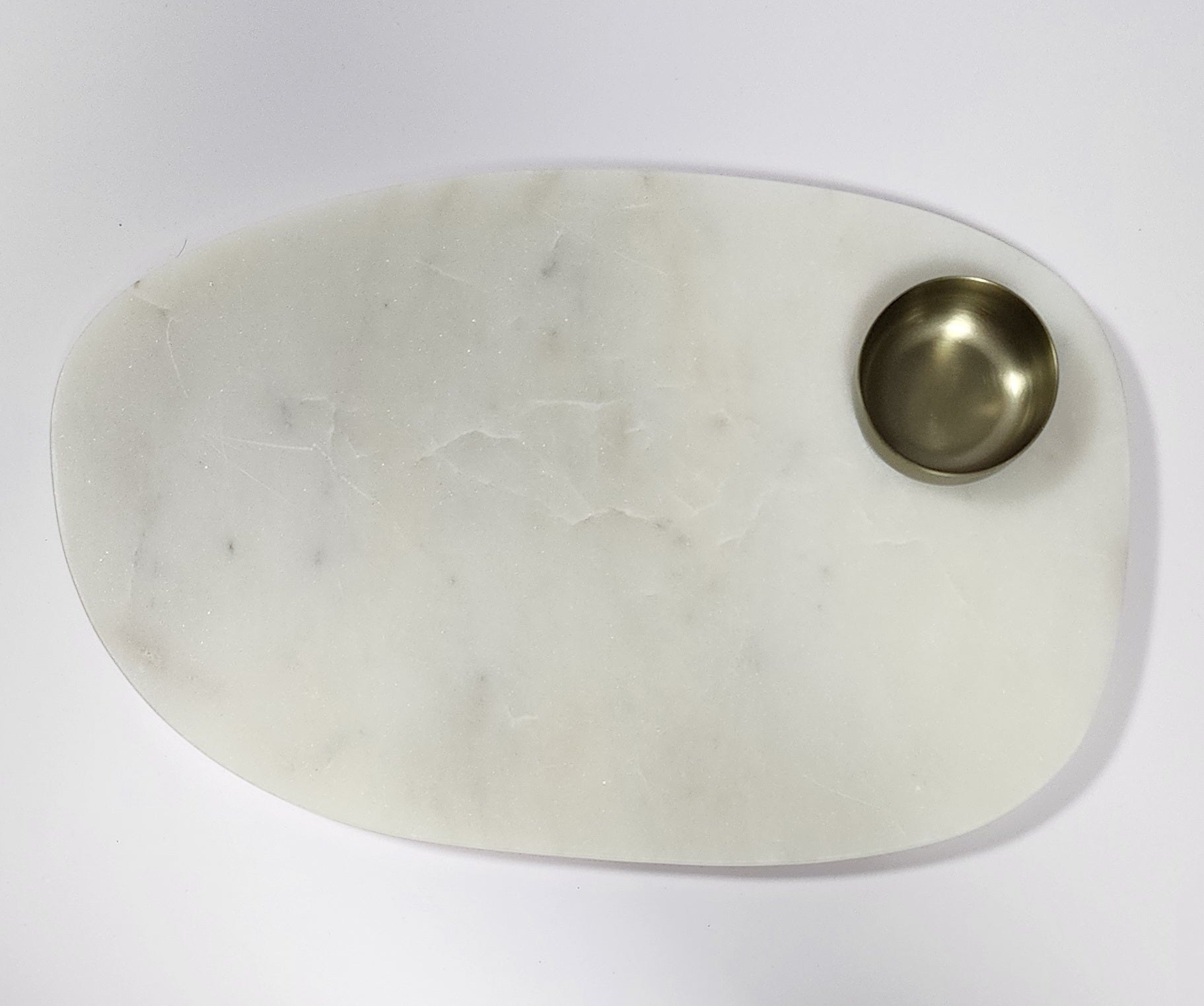 Handcrafted Marble Board with Copper-Finish Mini Bowl