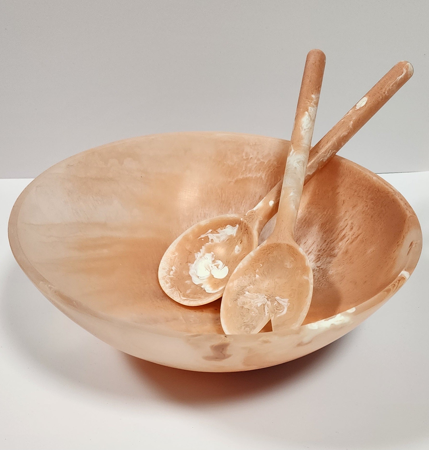 Resin Salad Bowl - Apricot Pink