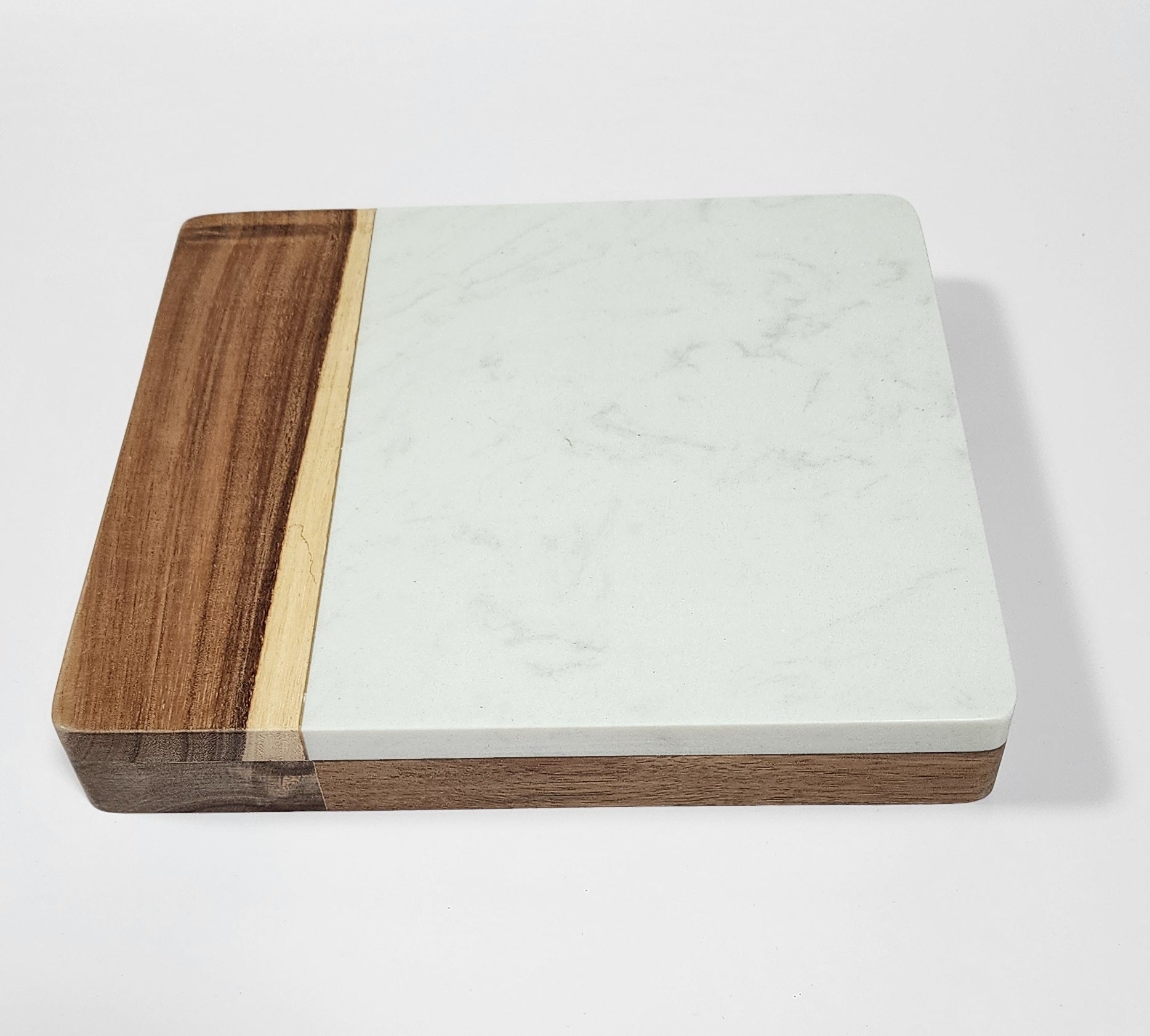 Timber/Marble Cheese Board with Set of 3 Cheese Knives