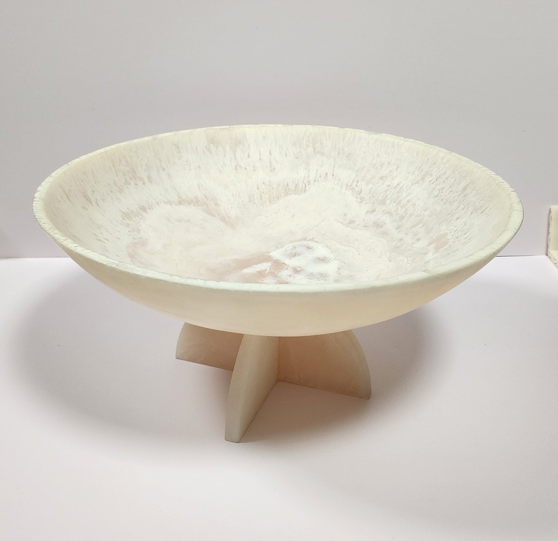 Resin Beige Footed Decorative Bowl