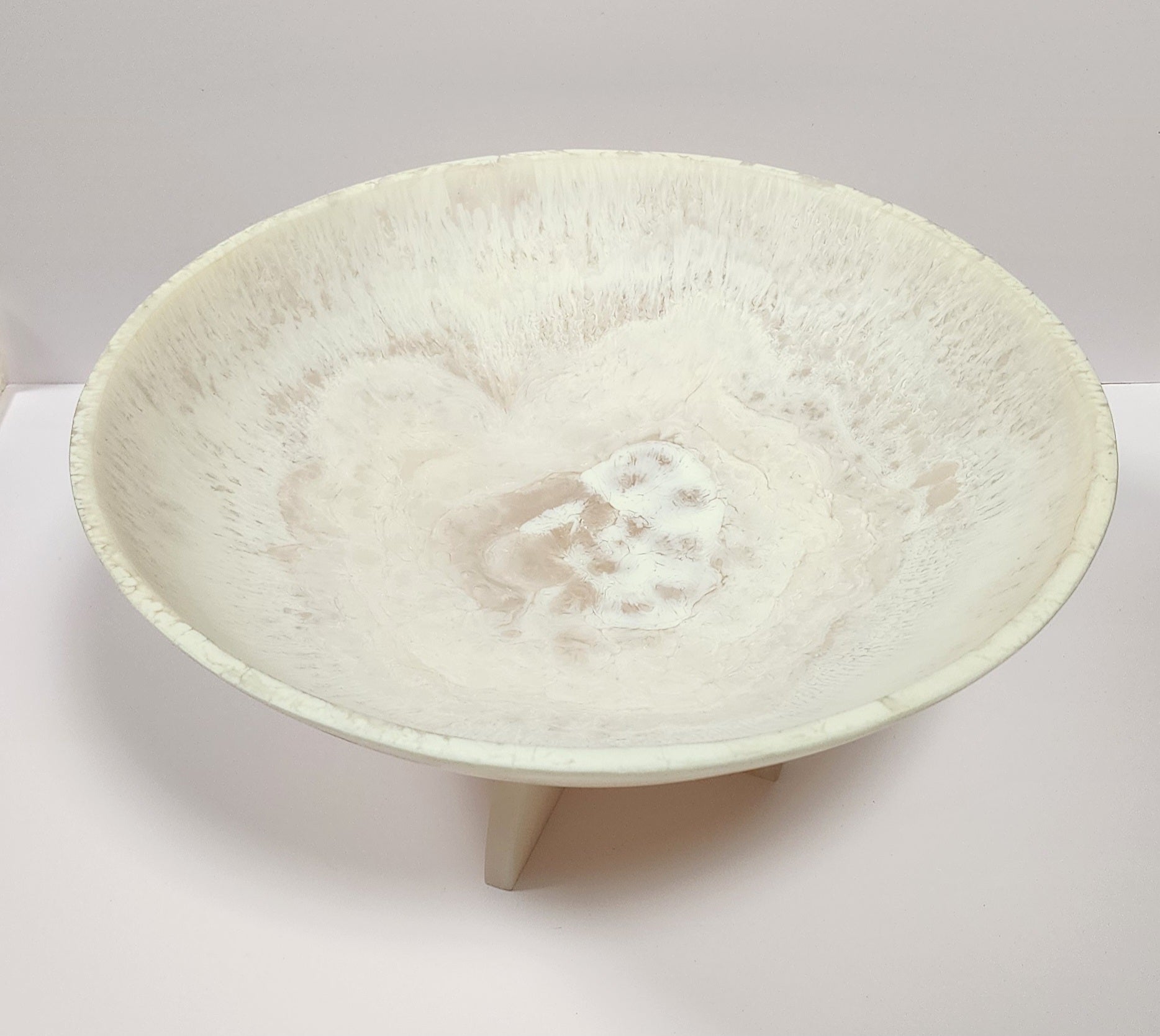 Resin Beige Footed Decorative Bowl