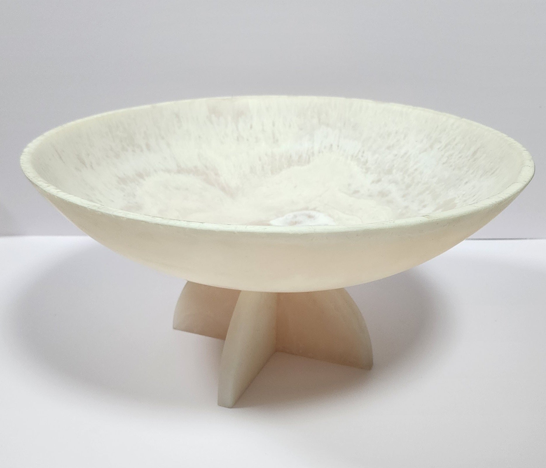 Resin Beige Footed Decorative Bowl