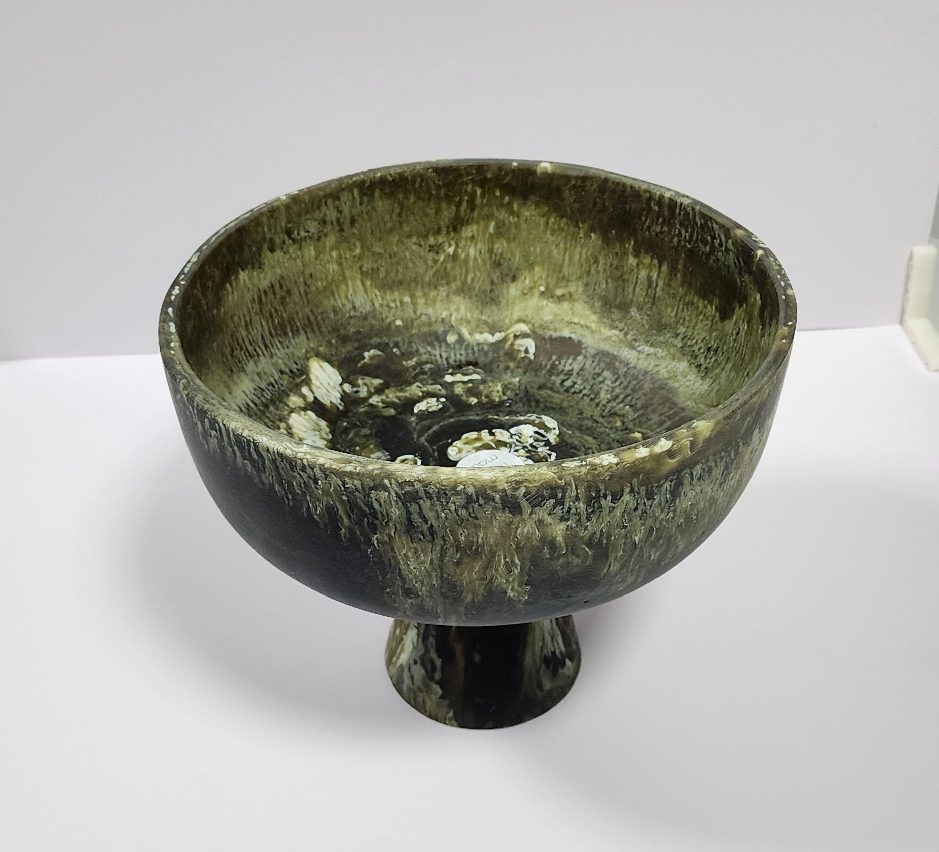 Resin Footed Bowl - Olive Green