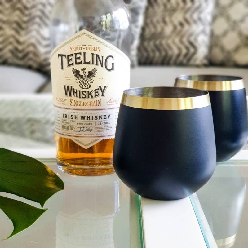 Brass & Black Whisky Glasses