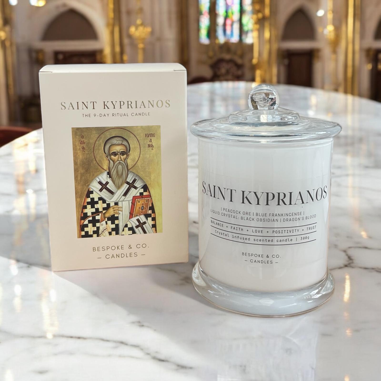 Bespoke Saint Kyprianos Crystal Candle