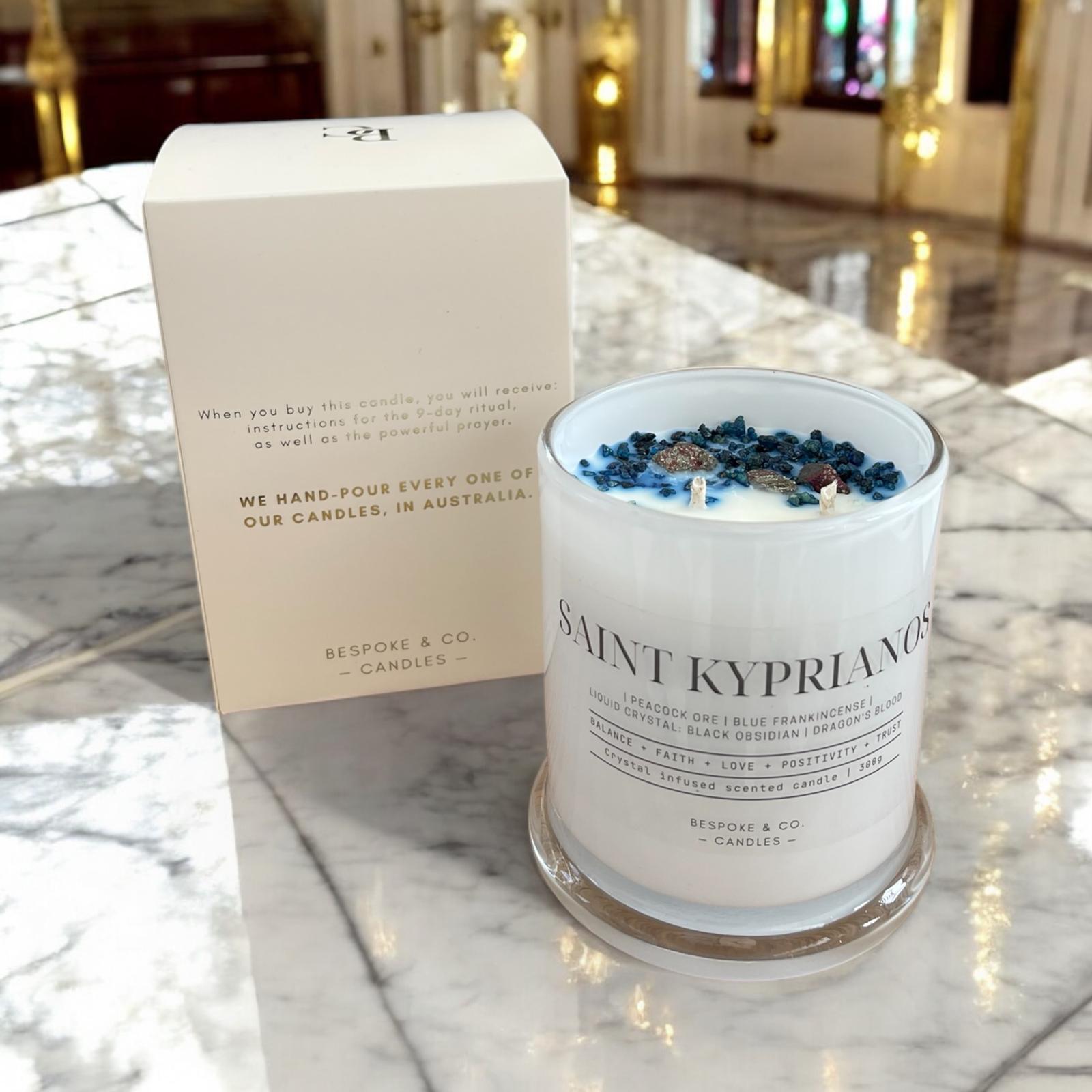 Bespoke Saint Kyprianos Crystal Candle