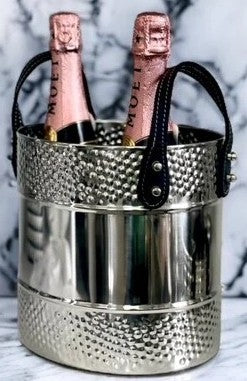 Double Band Hammered Ice Bucket