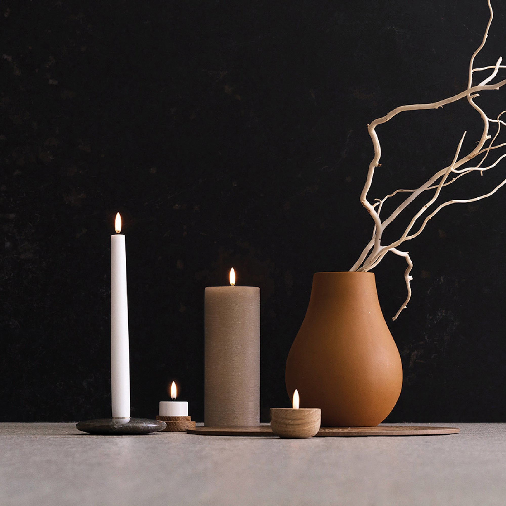 UYUNI Lighting Medium Pillar, Sandstone Textured Wax Flameless Candle, 7.8cm x 15.2cm (3.1" x 6")