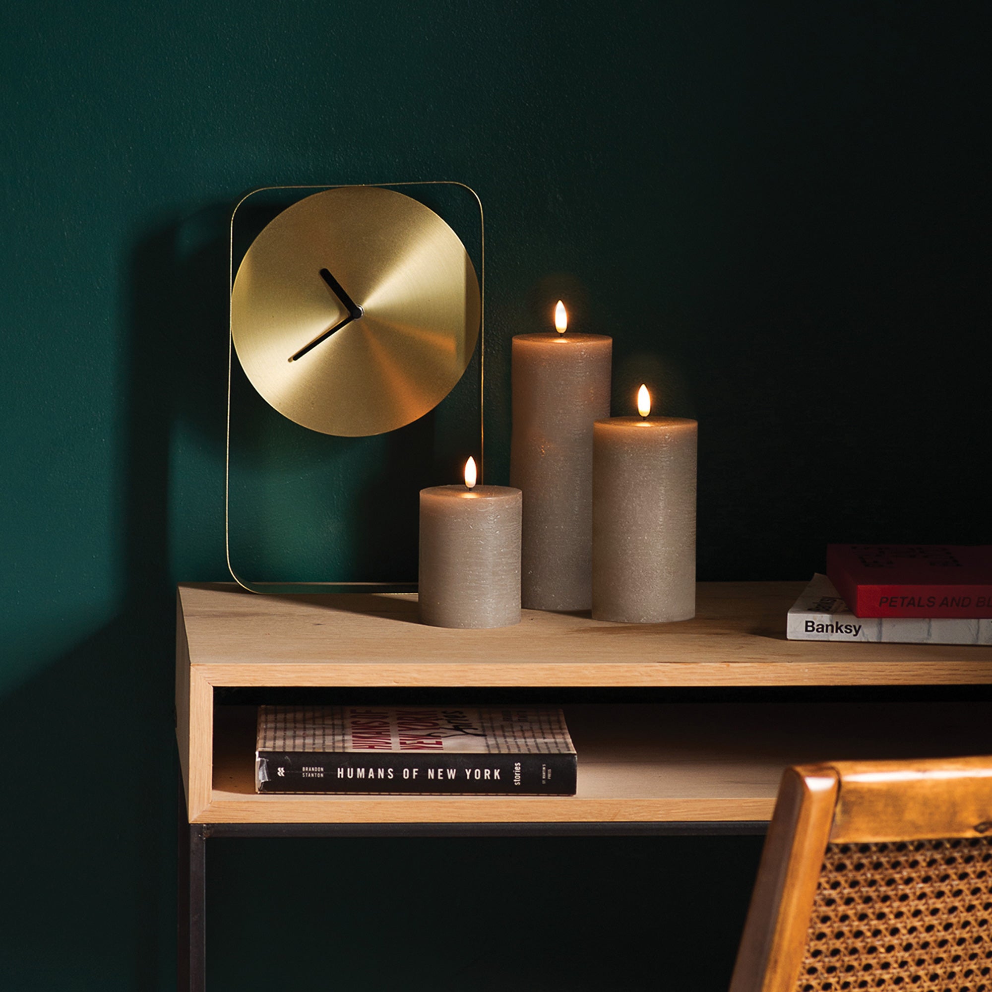 UYUNI Lighting Medium Pillar, Sandstone Textured Wax Flameless Candle, 7.8cm x 15.2cm (3.1" x 6")